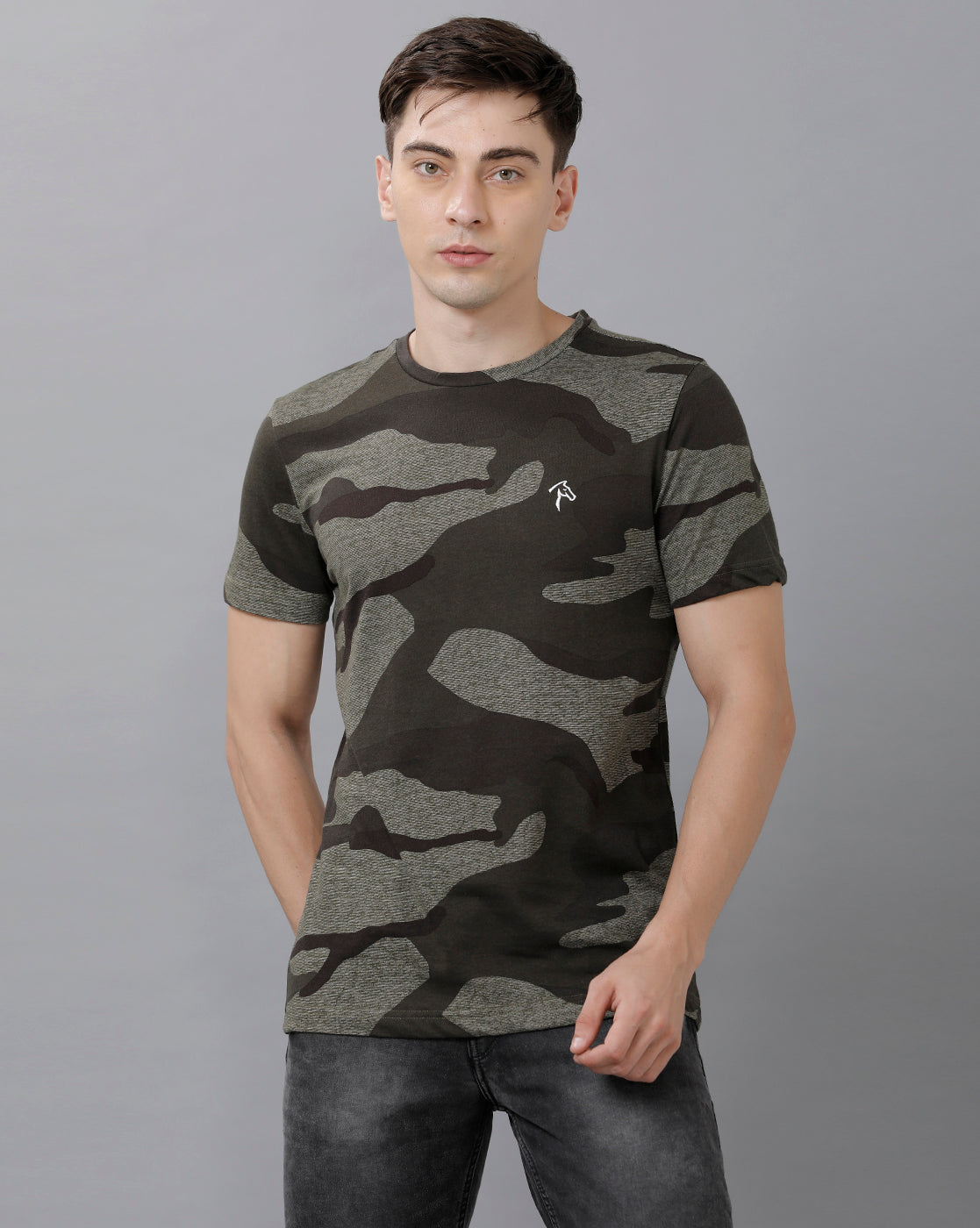 CP BRO Men's Cotton Printed Half Sleeve Slim Fit Round Neck Multicolor T-Shirt | Brcn 509
