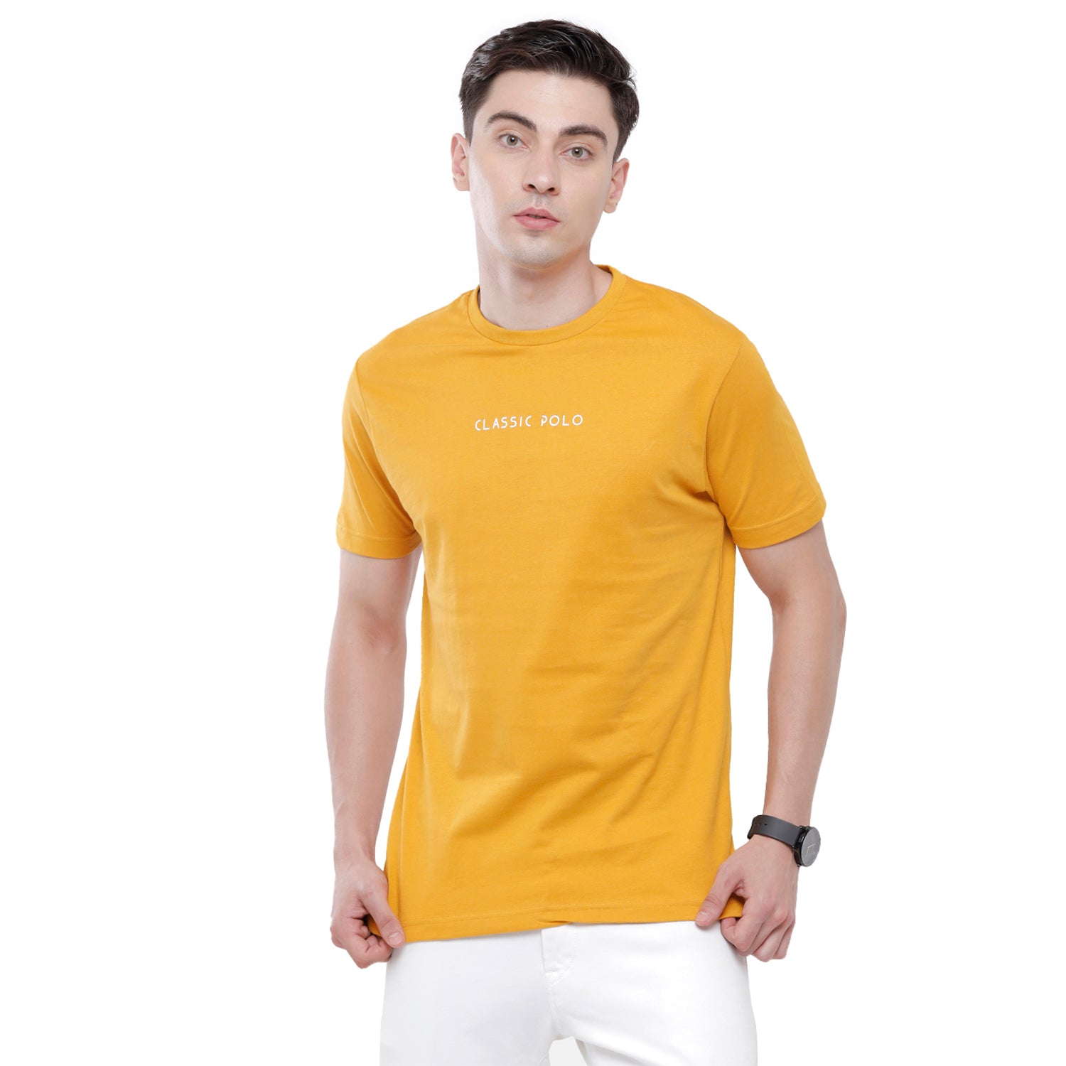Classic polo Men's Basic Solid Single Jersey Crew Half Sleeve Slim Fit T-Shirt ( Trio Pack) - Ceres - 03 Classic Polo 