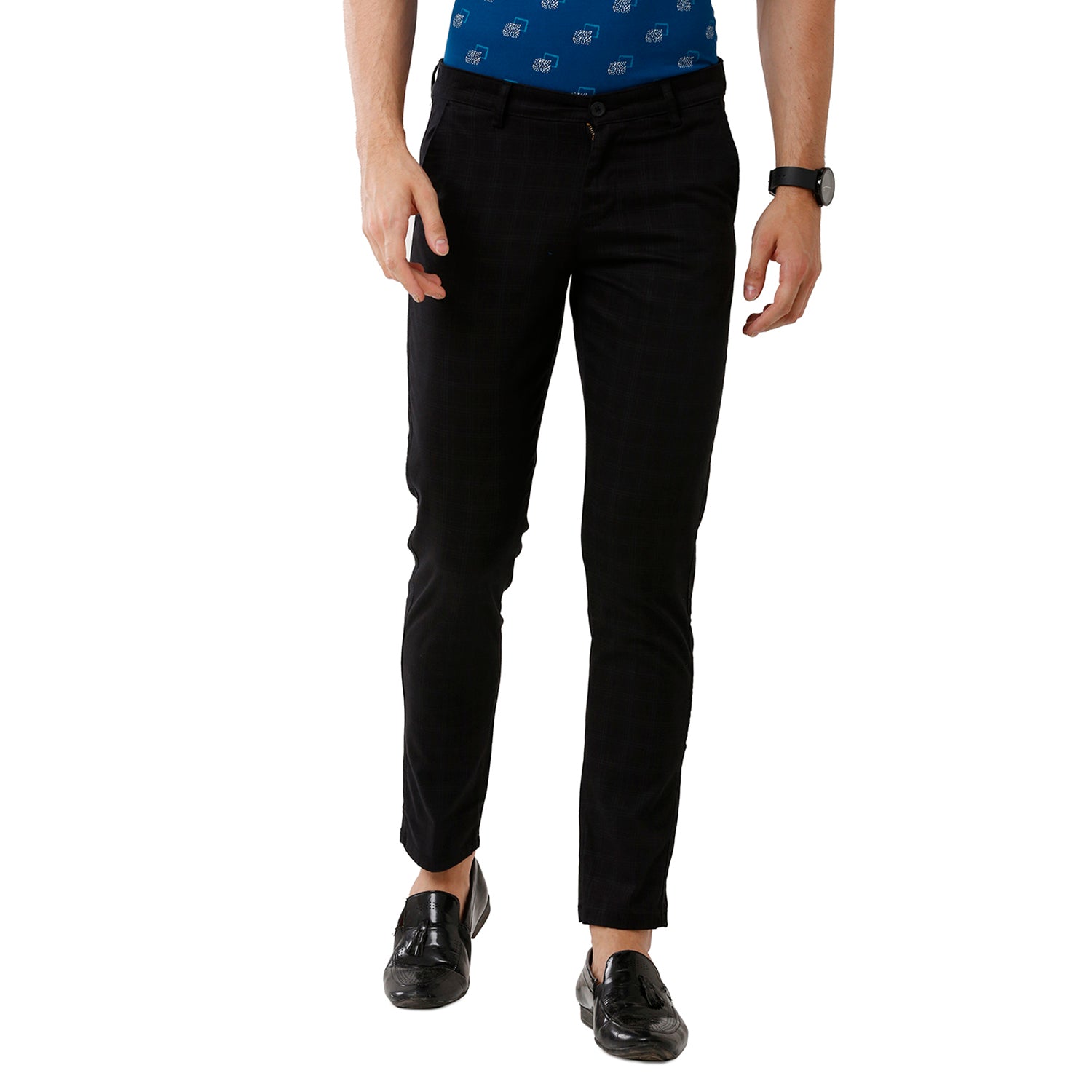 Swiss Club Mens Slim Fit Black Color Trousers -SC-38 B Blk Pants Swiss Club 