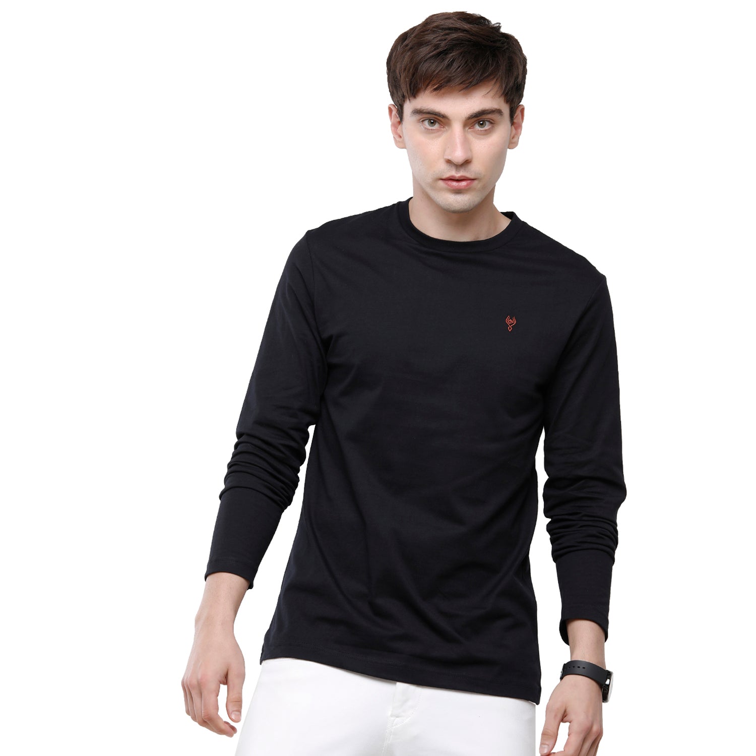 Classic polo Men's Black Single Jersey Crew Neck Full Sleeve Slim Fit T-Shirt - Comet 06 T-shirt Classic Polo 