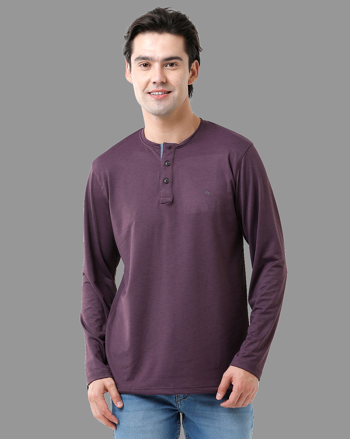 Classic Polo Mens Cotton Full Sleeve Solid Slim Fit Round Neck Brown Color T-Shirt | Verno - 311 A