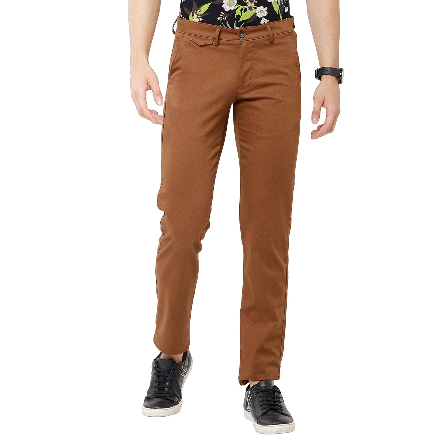 Classic Polo Mens 100% Cotton Solid Slim Fit Khaki Color Trousers - TN1-17 D-RST classic polo trousers Classic Polo 