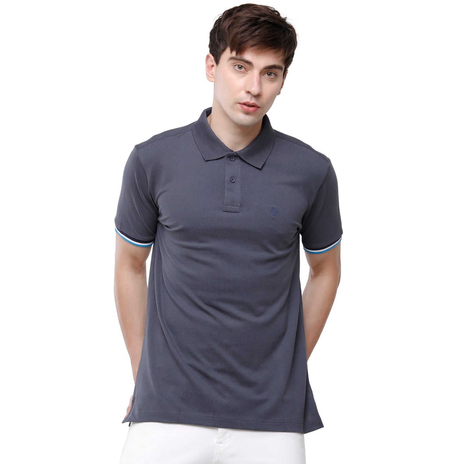 Classic polo Men's Grey Lycra Cotton Stretch Polo Half Sleeve Slim Fit T-Shirt - Tarte Indian Ink T-shirt Classic Polo 