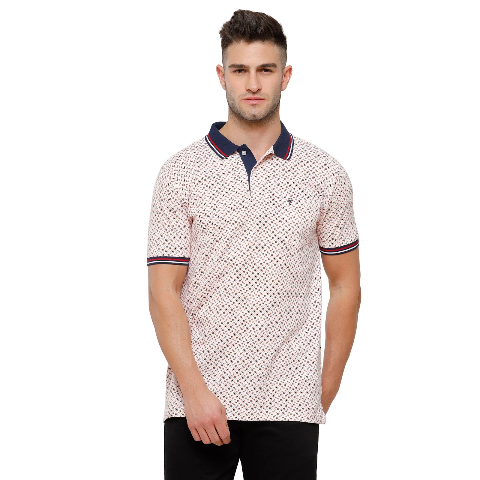 Classic Polo Mens Graphic Slim Fit Polo Neck Mild Pink Colour T-Shirt - PRM 688A T-shirt Classic Polo 