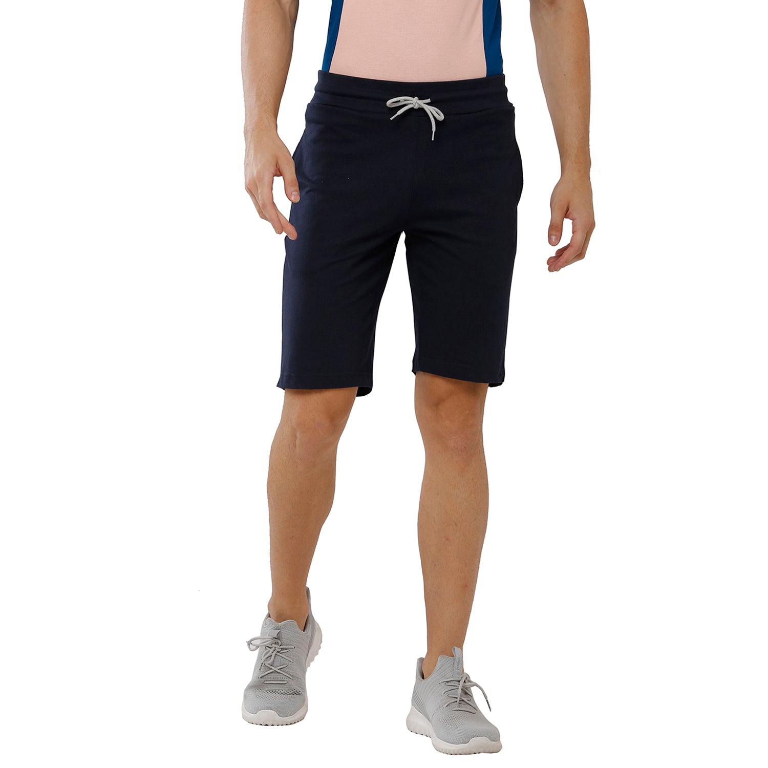 Classic Polo Mens 100% Cotton Solid Slim Fit Navy Color Shorts- Sleque Navy Lounge Wear Classic Polo 