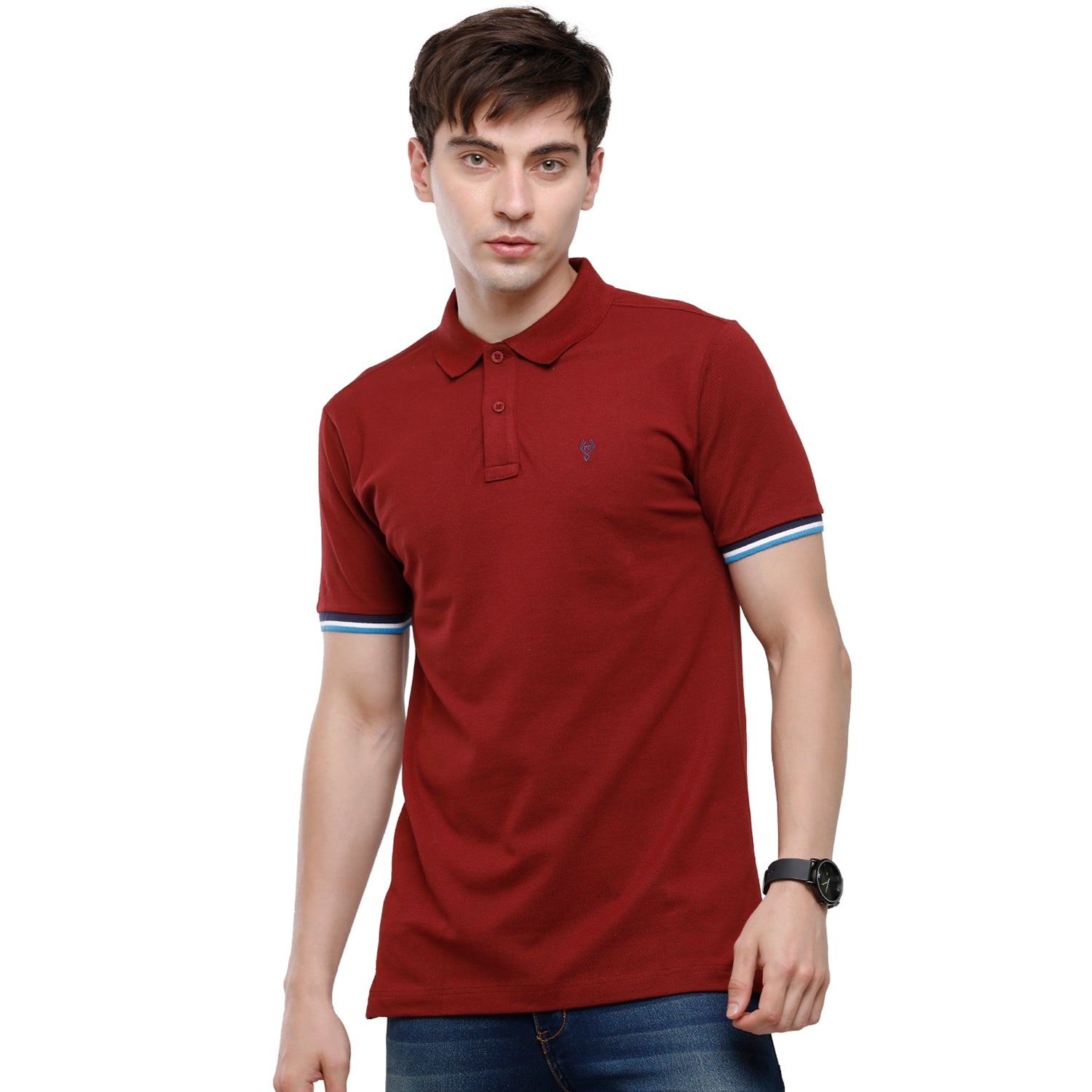 Classic polo Men's Maroon Lycra Cotton Stretch Polo Half Sleeve Slim Fit T-Shirt - Tarte Syrah T-shirt Classic Polo 