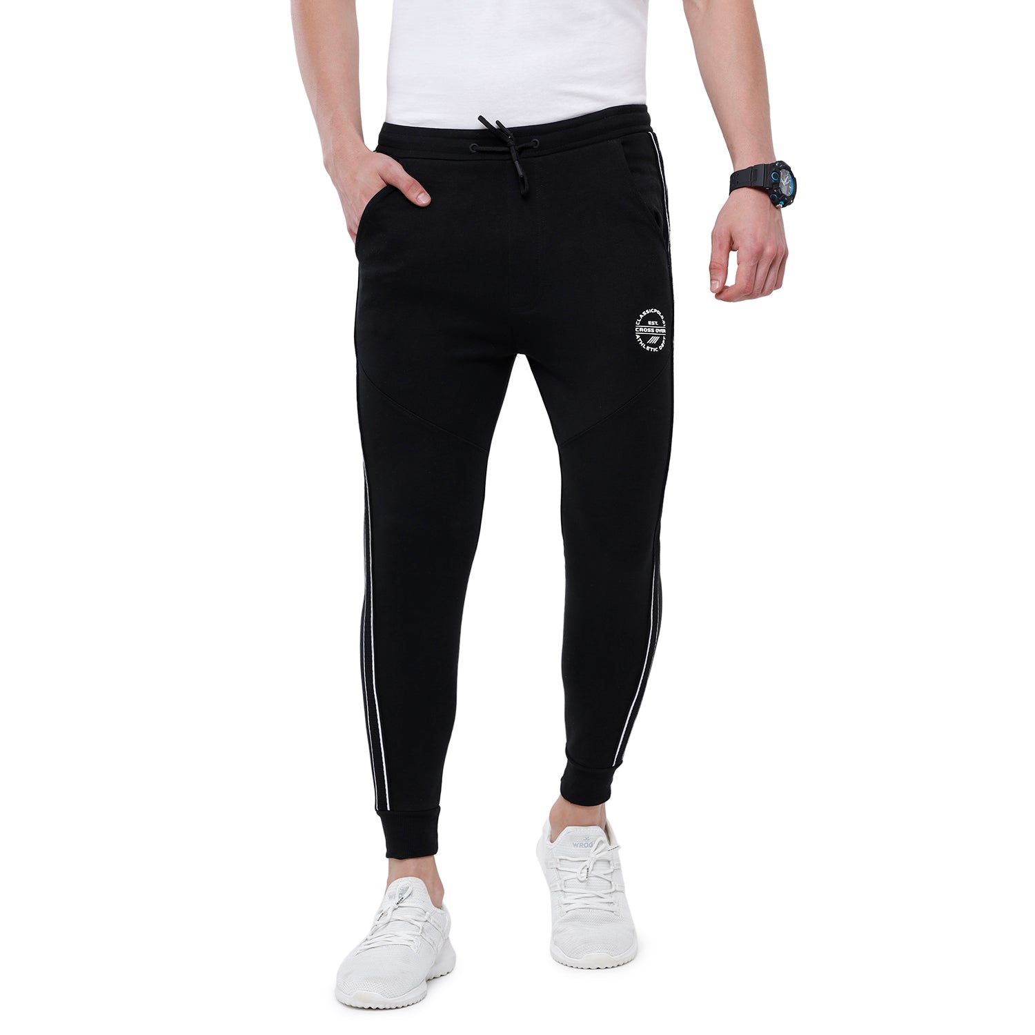 Classic Polo Men's Black Solid Melange Slim Fit Smart Jogger Pant - Gioz-05 C Classic Polo 