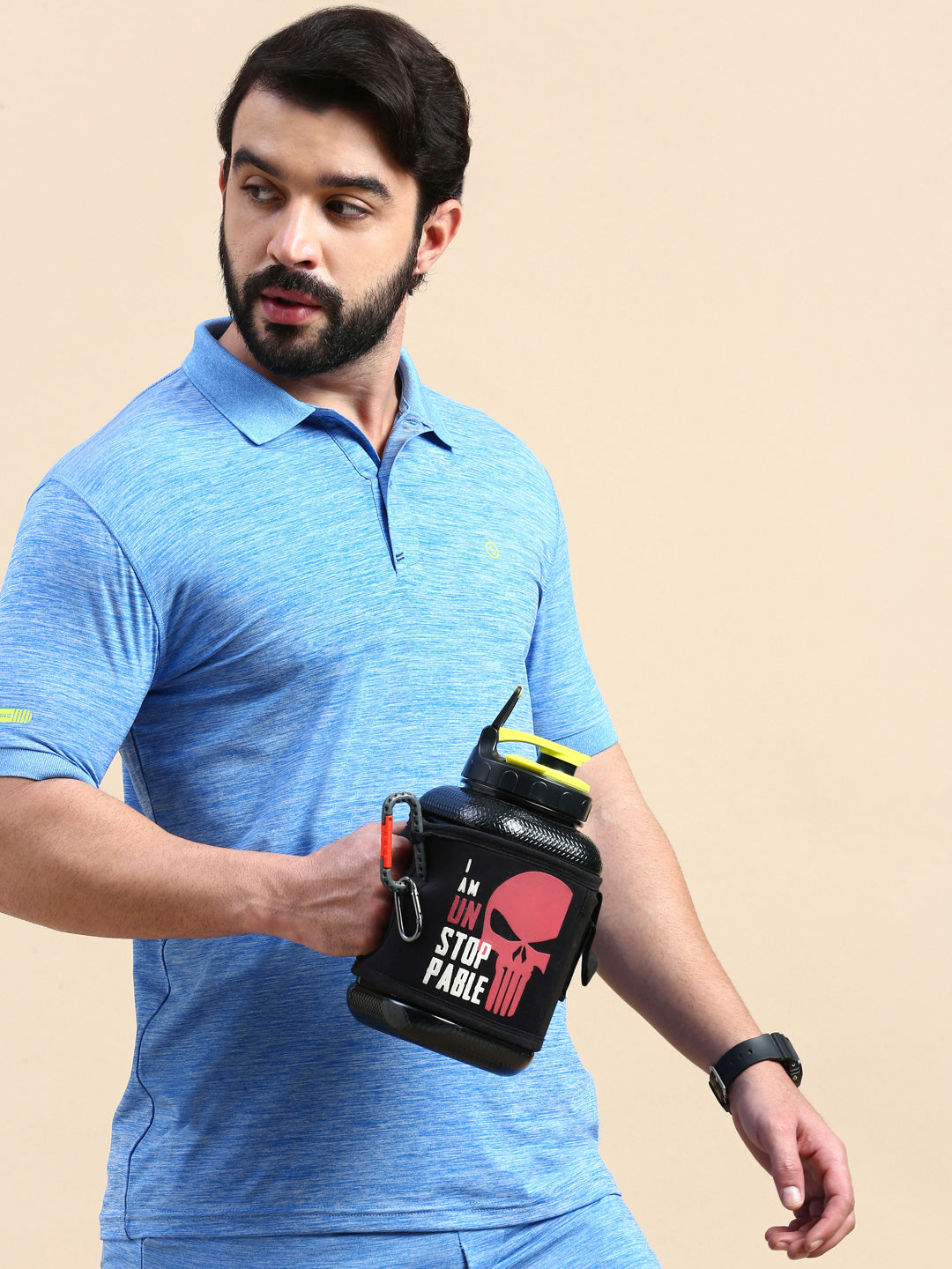 Classic Polo Men's Polo Neck Polyester Blue Slim Fit Active Wear T-Shirt | GENX-POLO-02B SF P