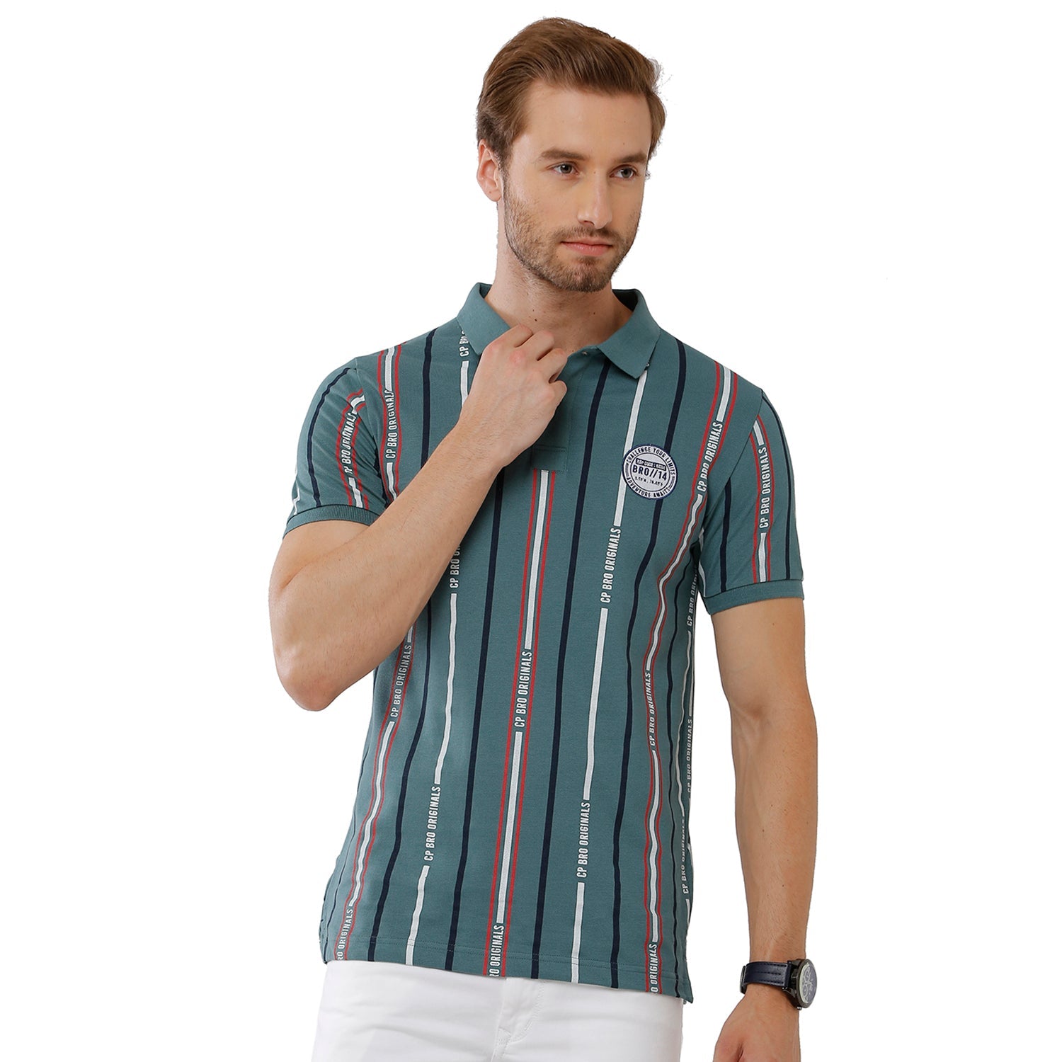 Classic Polo Bro Mens 100% Cotton Striped Half Sleeve Slim Fit Polo Neck Grey Color T-Shirt (BRP - 324 B SF P) Classic Polo 