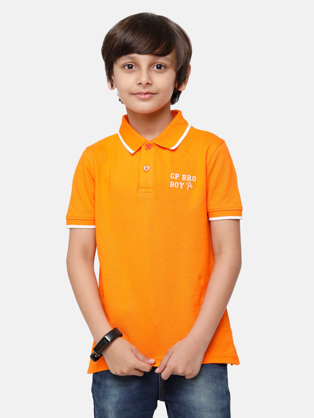 CP Boys Orange Solid Slim Fit Polo Neck T-Shirt T-shirt Classic Polo 