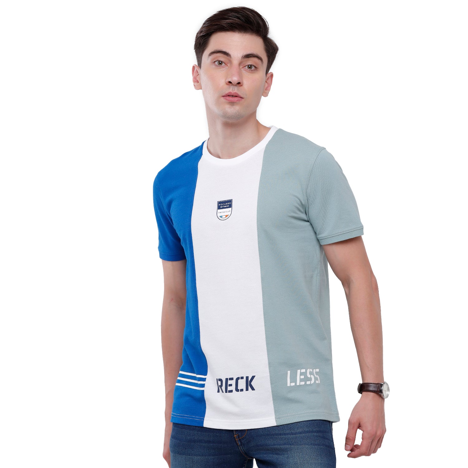 Swiss Club Mens Color Block Half Sleeve Slim Fit T-Shirt (CUB - 44 B SF C) T-shirt Swiss Club 