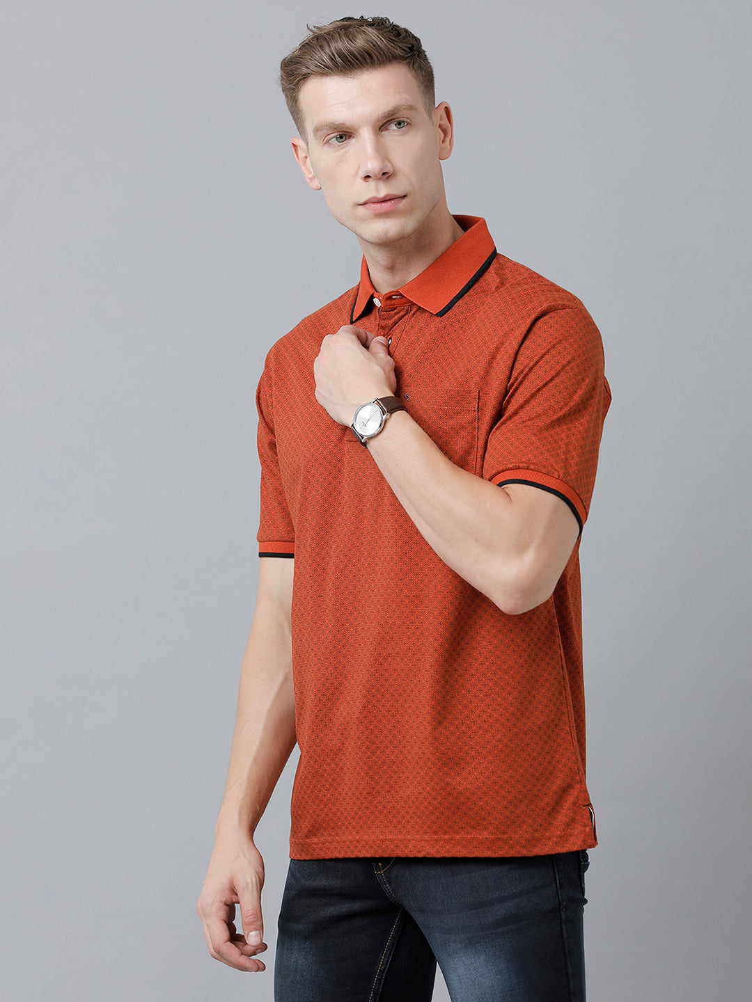 Classic Polo Men's Cotton Half Sleeve Printed Authentic Fit Polo Neck Red Color T-Shirt | Carve Polo - 04 B