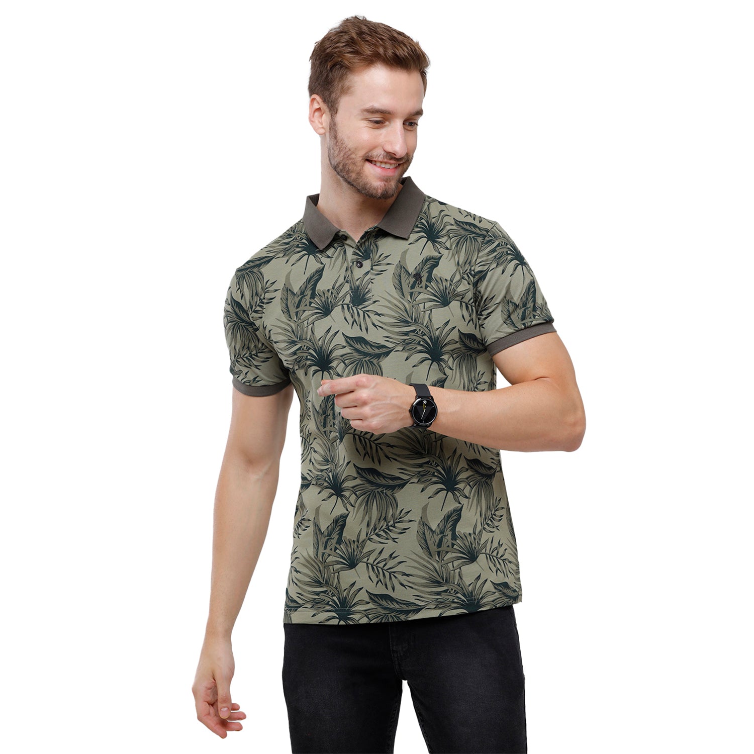 Swiss Club Mens Printed Slim Fit Half Sleeve Polo Neck T-Shirt (STAG - 206 A SF P) T-shirt Swiss Club 