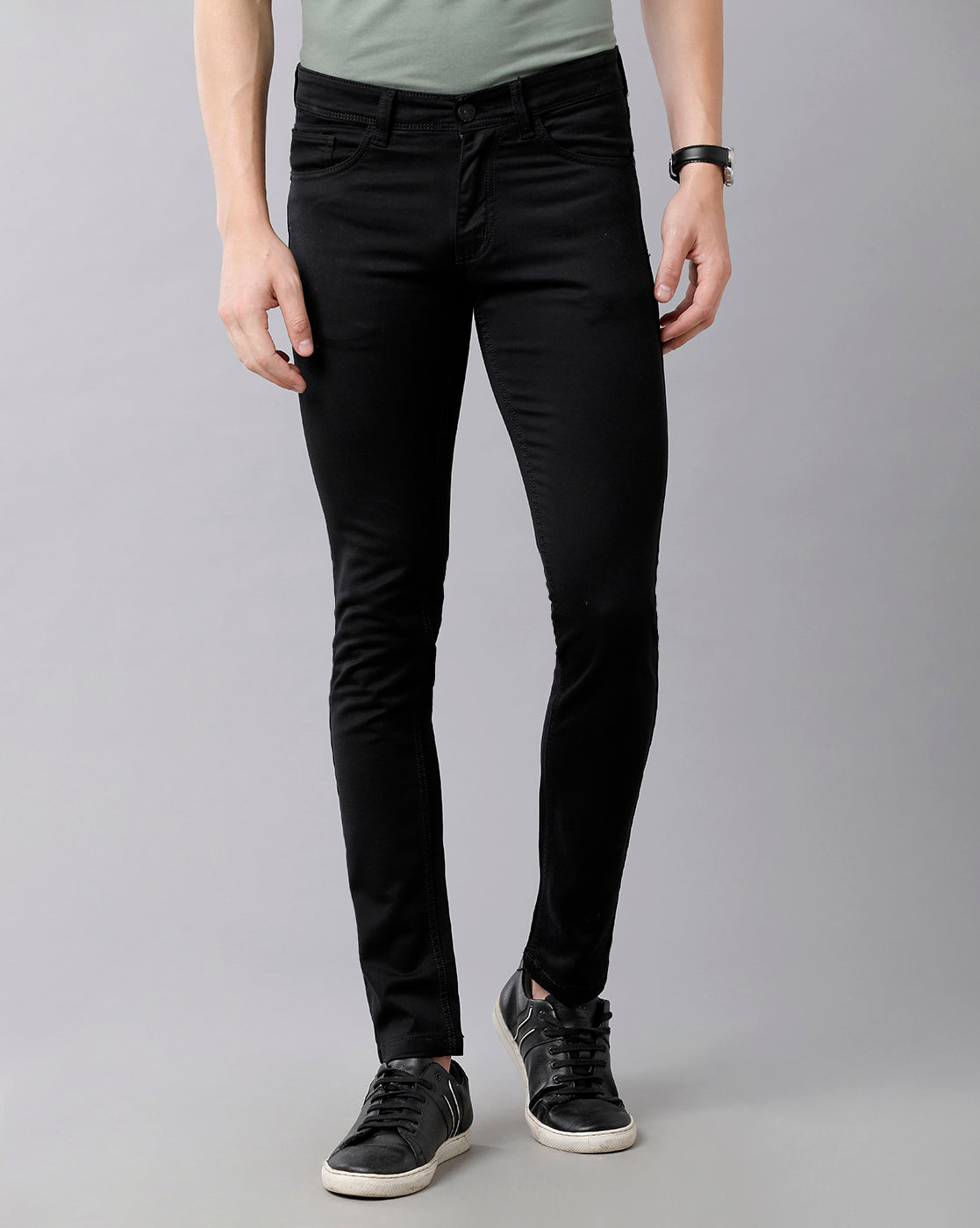 CP BRO Men's Cotton Solid Slim Fit Black Color Denim | Bdn1-19 F