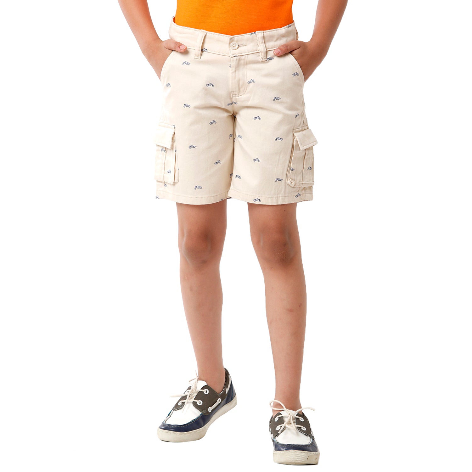 Classic Polo Bro Boys Printed Slim Fit Cream Color Cotton Shorts - BBSHRT S2 1B Shorts Classic Polo 