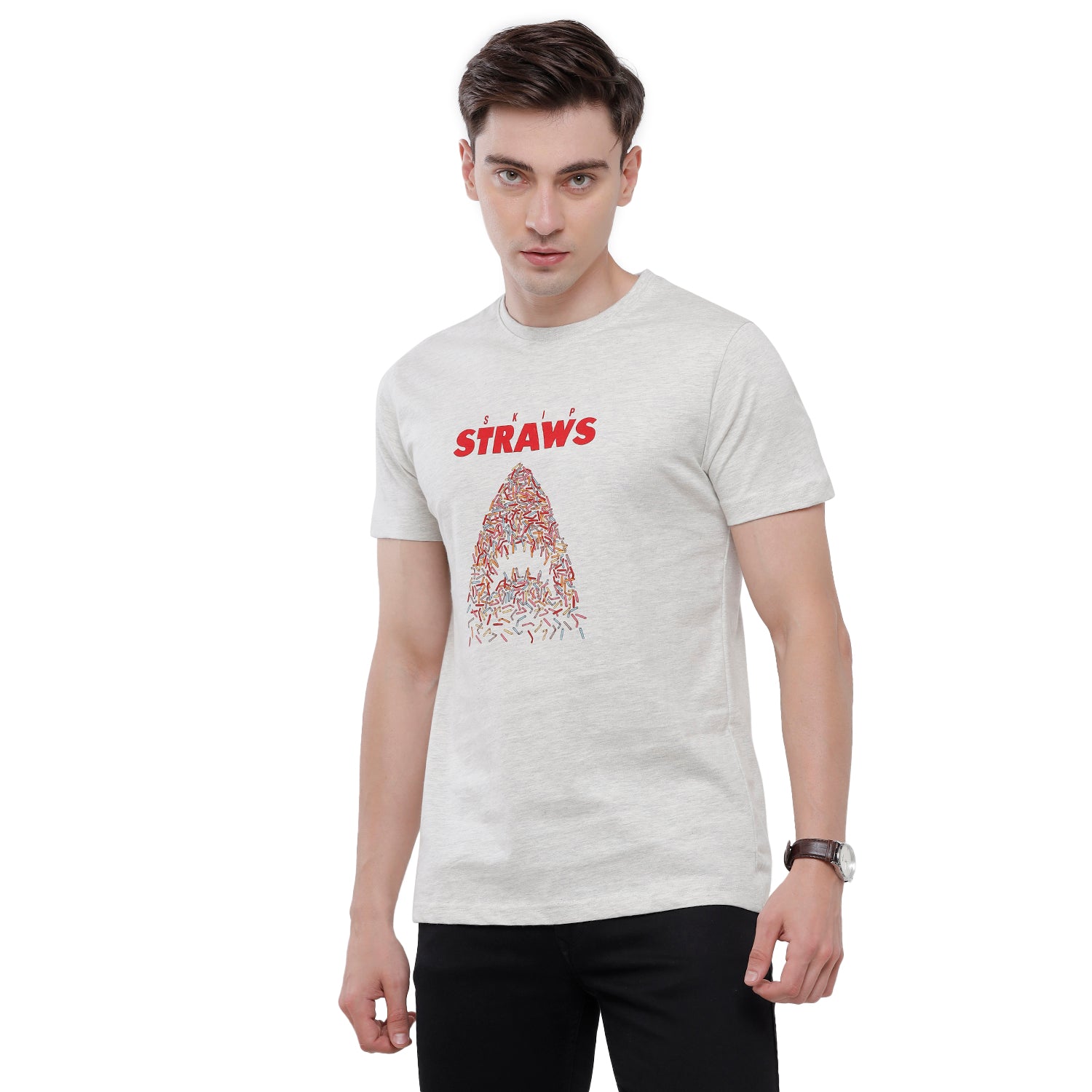 Classic Polo Mens Chest Print Half Sleeve Slim Fit T-Shirt (BALENO - 401 A SF C) T-shirt Classic Polo 