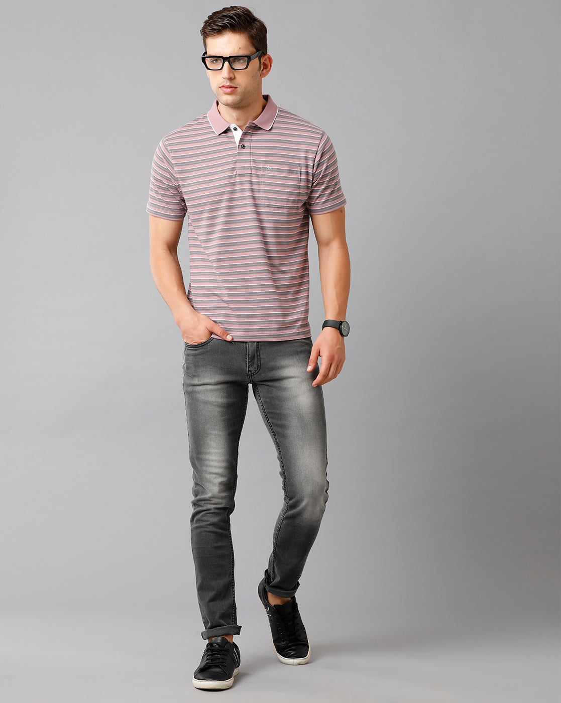 Classic Polo Mens Cotton Striped Half Sleeve Authentic Fit Polo Neck Multicolor T-Shirt | Feeders 205 A