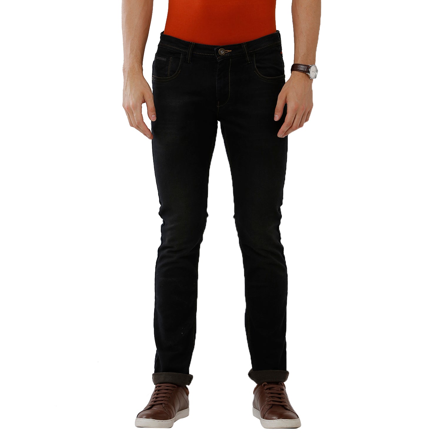 Classic Polo Mens 100% Cotton Solid Slim Fit Black Color Denim (CPDN1-09 A-BLK-SL-LY) Jeans Classic Polo 