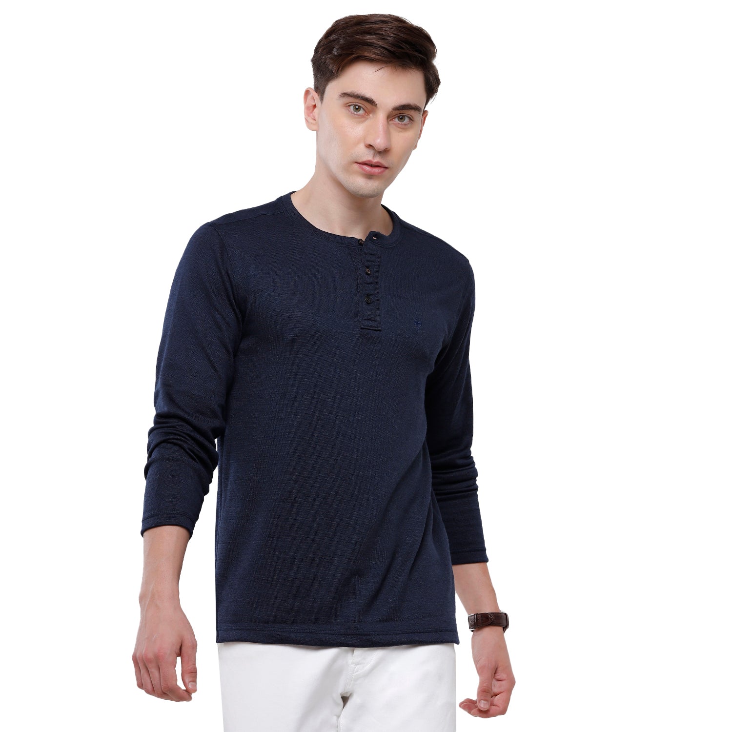 Classic Polo Mens Solid Full Sleeve Slim Fit T-Shirt (VERNO - 271 K SF Y) T-shirt Classic Polo 