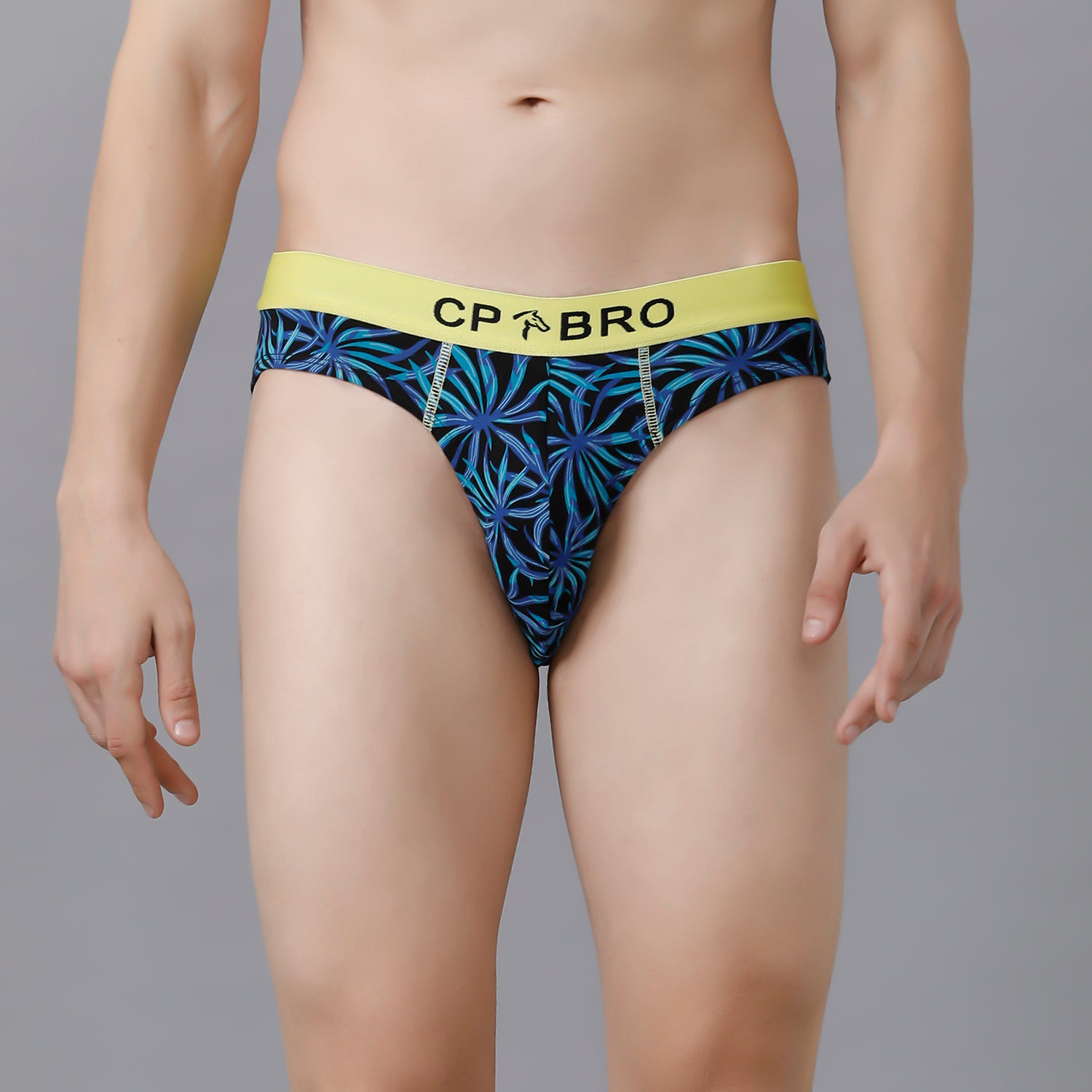 Buy CP BRO Printed Trunks with Exposed Waistband Value - Grey Leaf