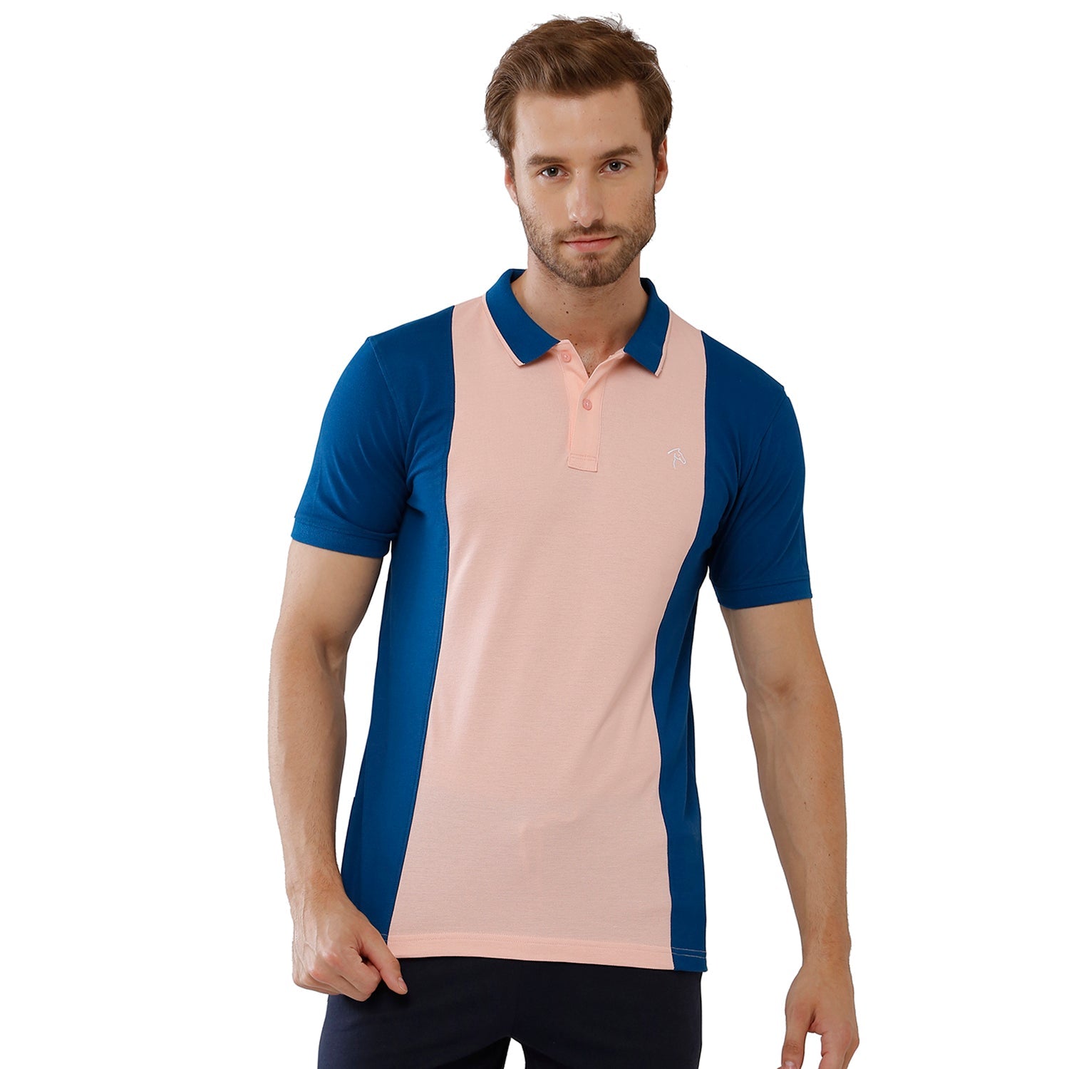 Classic Polo Bro Mens 100% Cotton Color Block Half Sleeve Slim Fit Polo Neck Multicolor T-Shirt (BRP - 330 B SF P) Classic Polo 