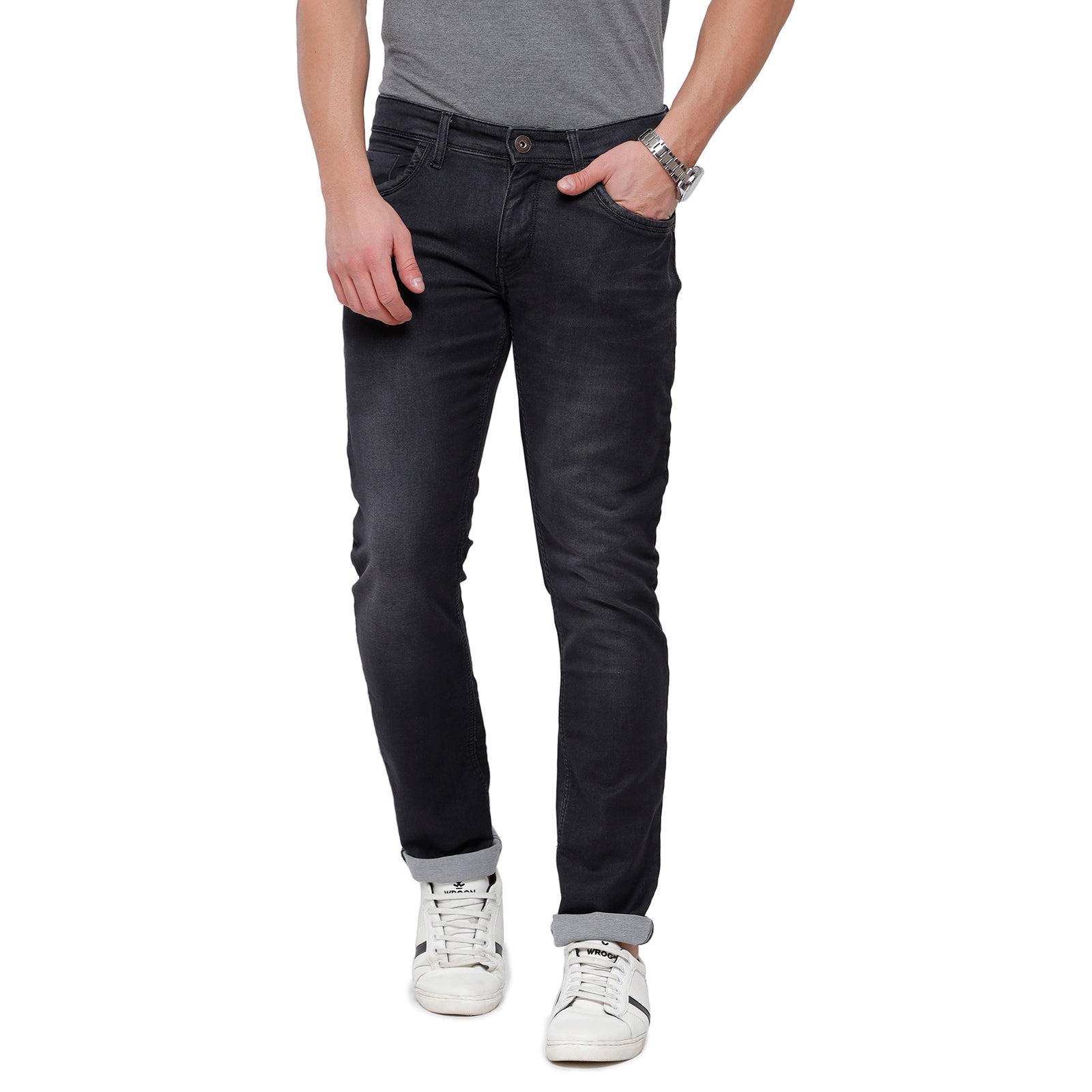 Classic Polo Mens Solid Slim Fit 98% Cotton 2% Lycra Light Grey Fashion Denim ( CPDM2-09A-ELG-SL-LY_30INCH ) Jeans Classic Polo 