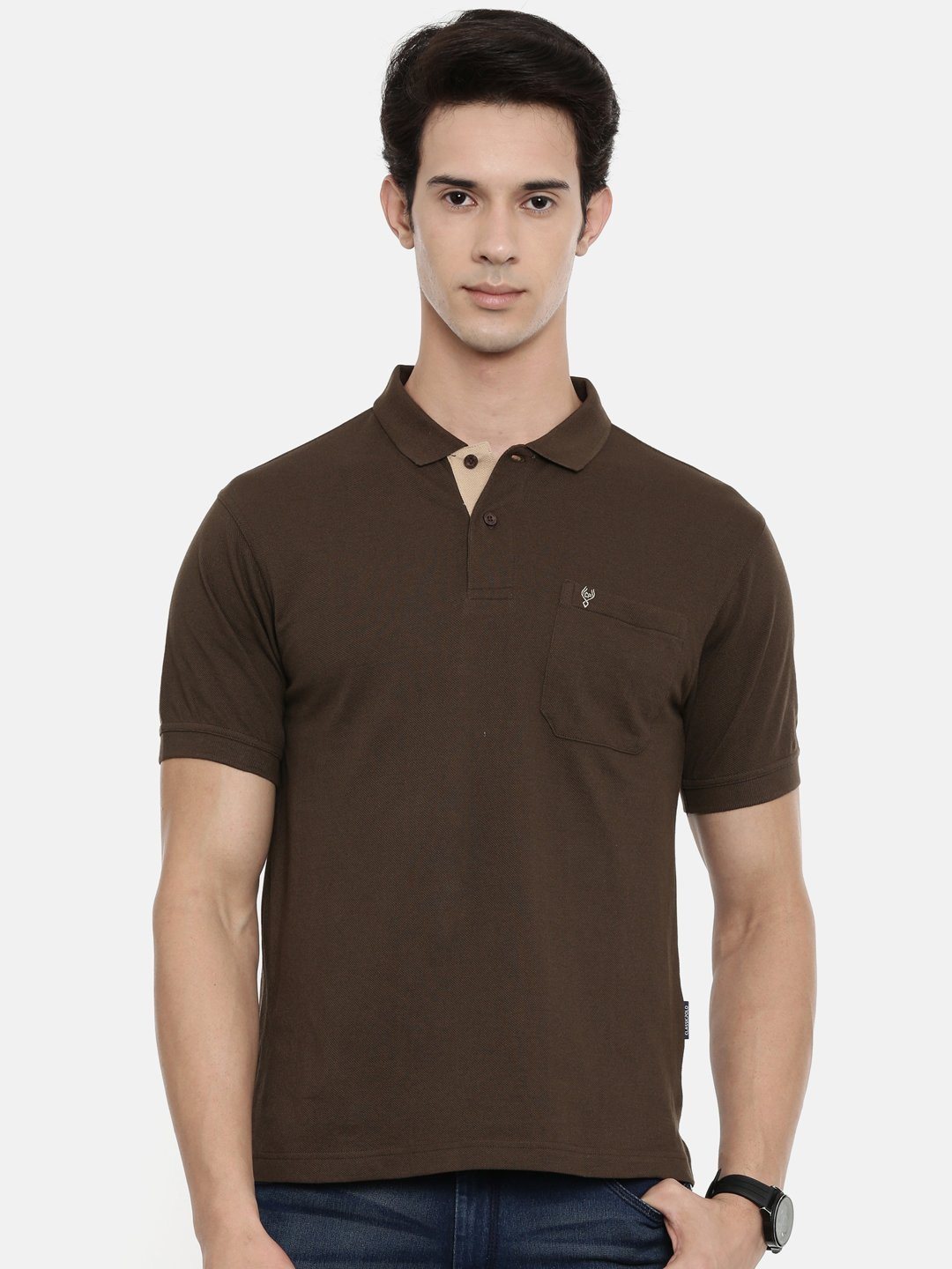 Classic Polo Men's Authentic Fit Brown Polo T-shirt T-shirt Classic Polo 