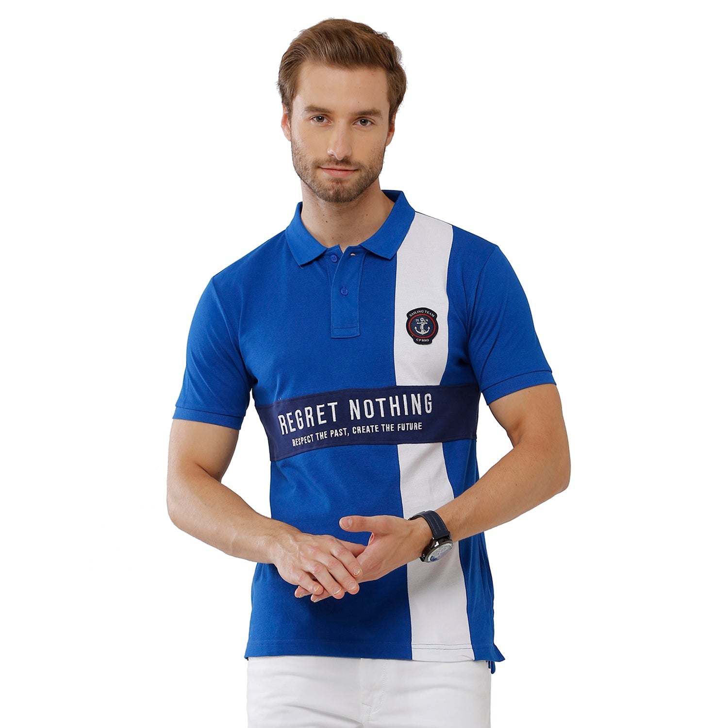 Classic Polo Bro Mens 100% Cotton Color Block Half Sleeve Slim Fit Polo Neck Multicolor T-Shirt (BRP - 321 B SF P) Classic Polo 