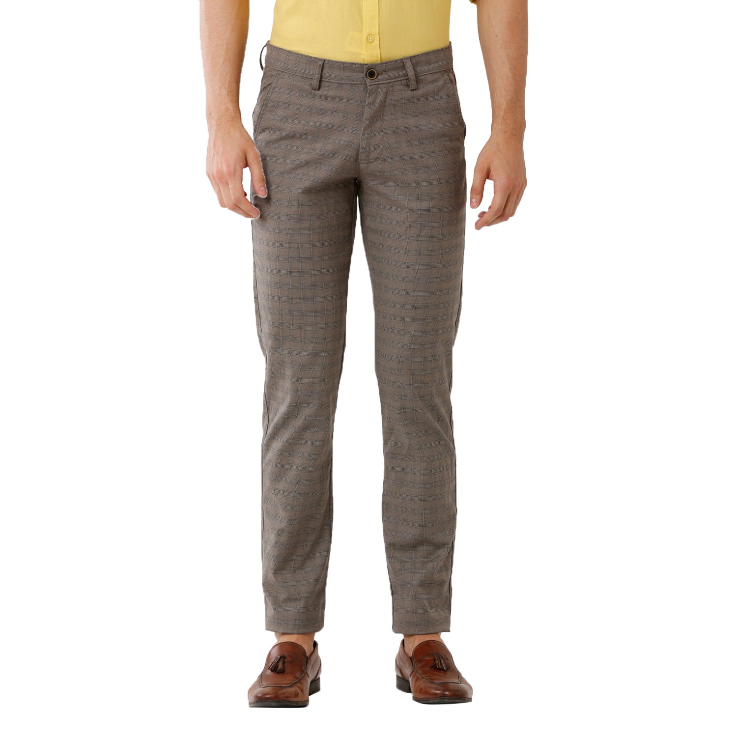 Swiss Club Mens Checked Slim Fit Green Color Trousers -SC 34 B OLV Pants Swiss Club 