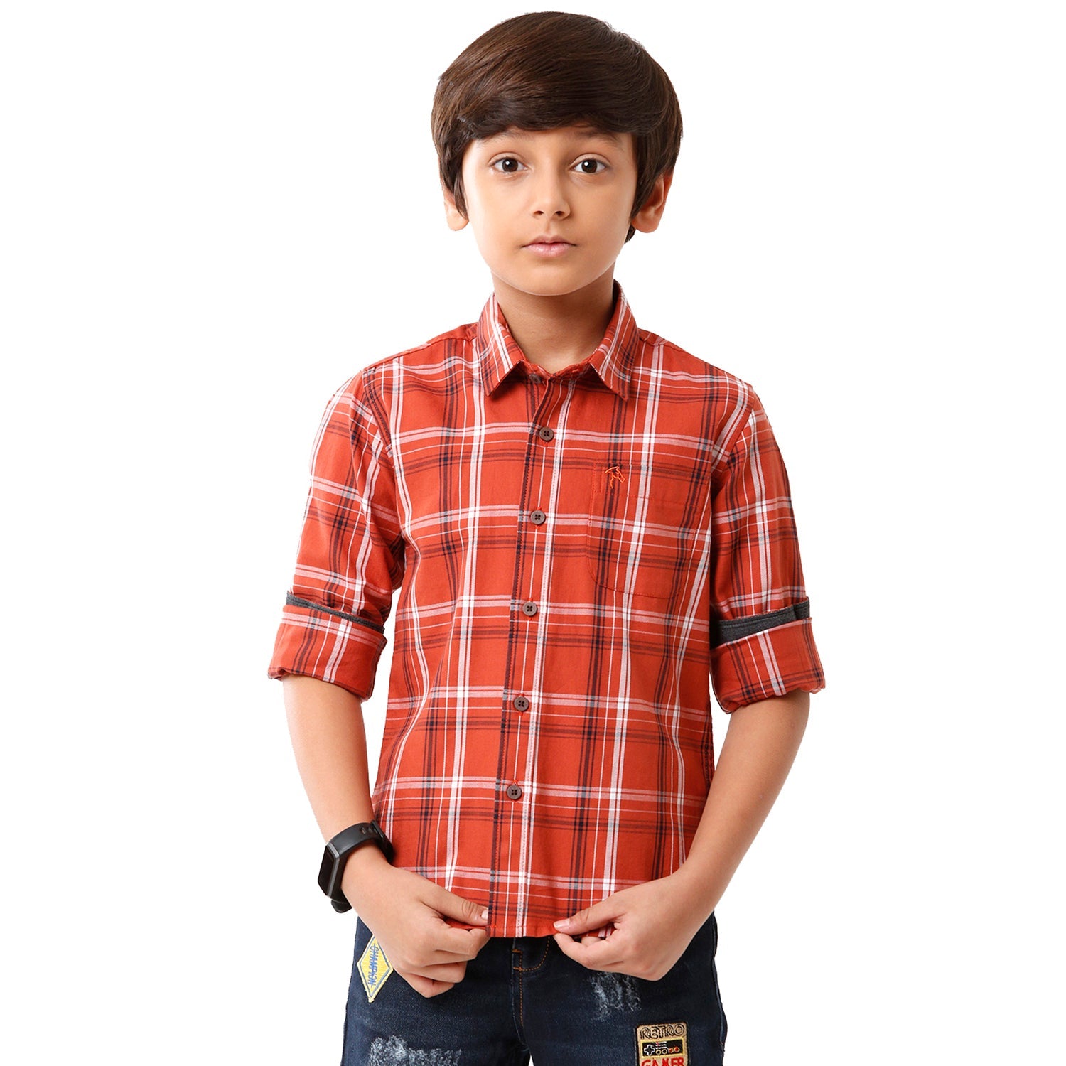Classic Polo Bro Boys Checked Full Sleeve Slim Fit Red Color Shirt - BBSH S2 25 A Shirts Classic Polo 