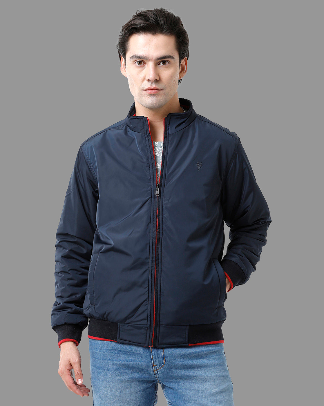 Classic Polo Mens Cotton Full Sleeve Solid Slim Fit Round Neck Multicolor Reversable Jackets | Cpj 21 Fs 441