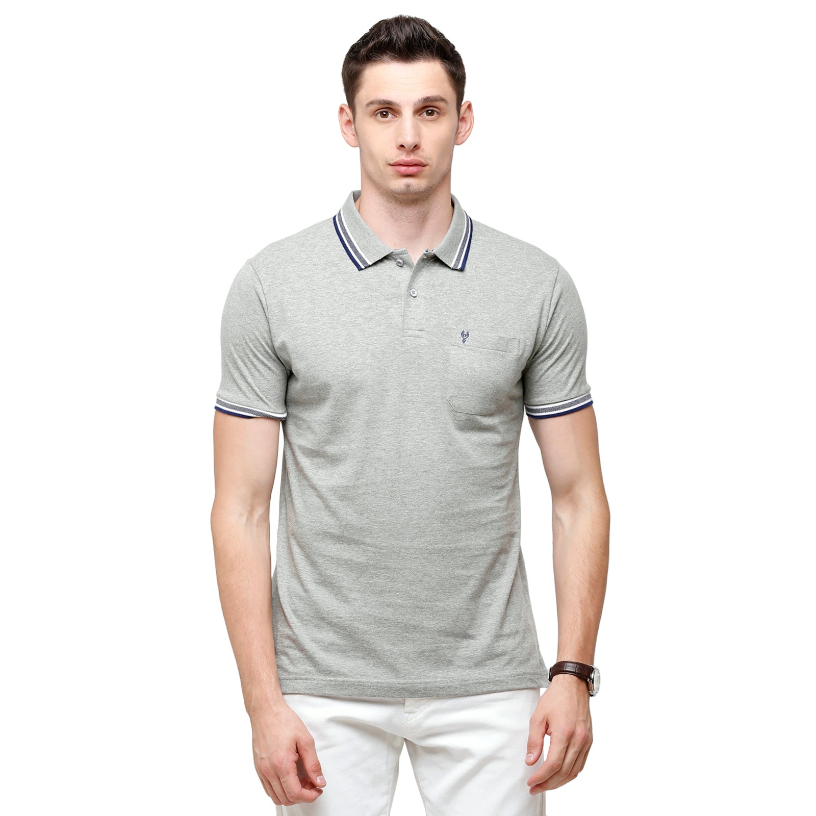 Classic Polo Men's Grey Sporty Polo Half Sleeve Slim Fit T-Shirt | Pristo - Grey Mel