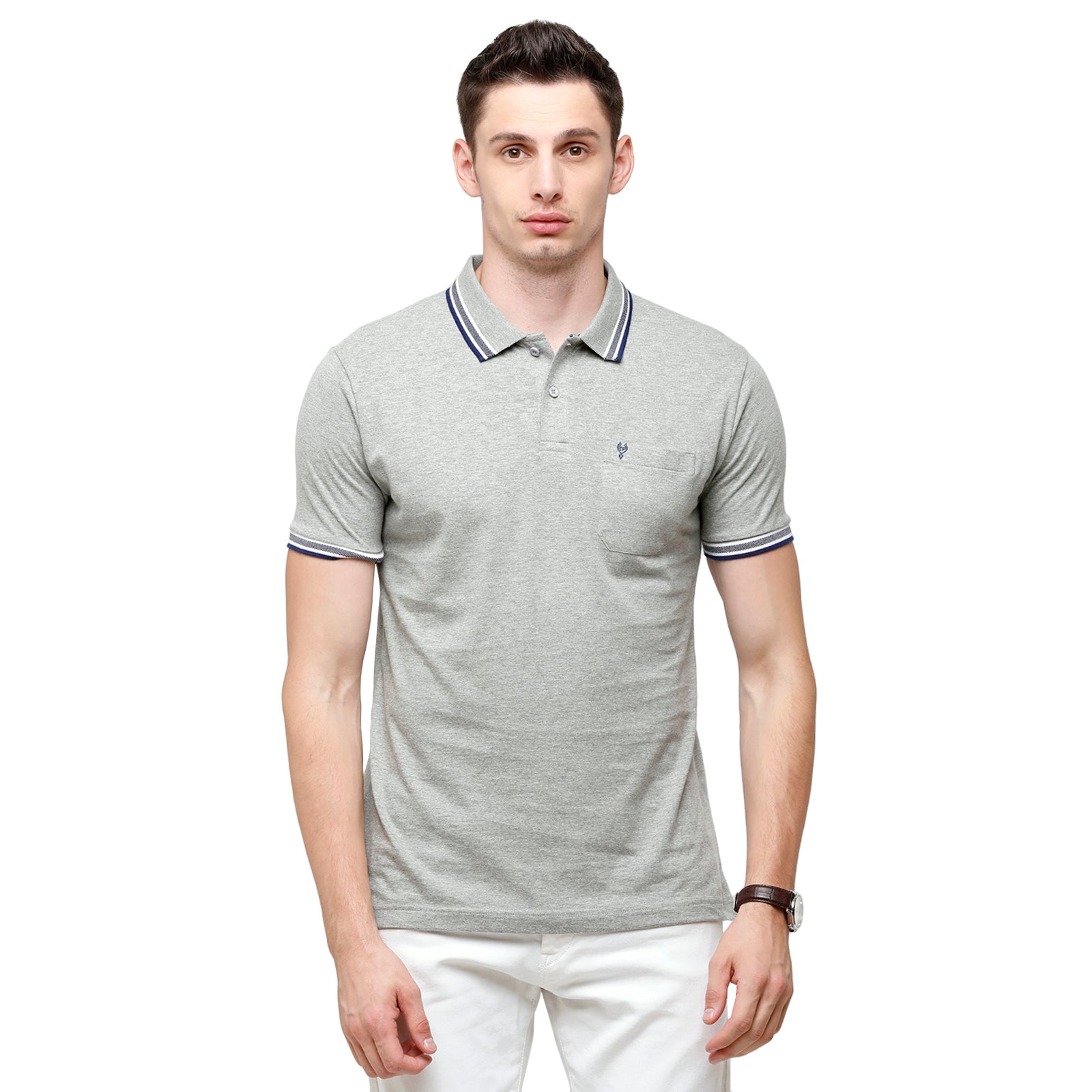 Classic polo Men's Grey Sporty Polo Half Sleeve Slim Fit T-Shirt