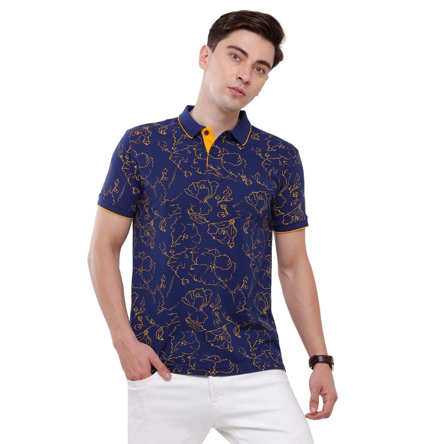 Classic Polo Mens Printed Half Sleeve Slim Fit T-Shirt (BEAU - 136 A SF P) T-shirt Classic Polo 