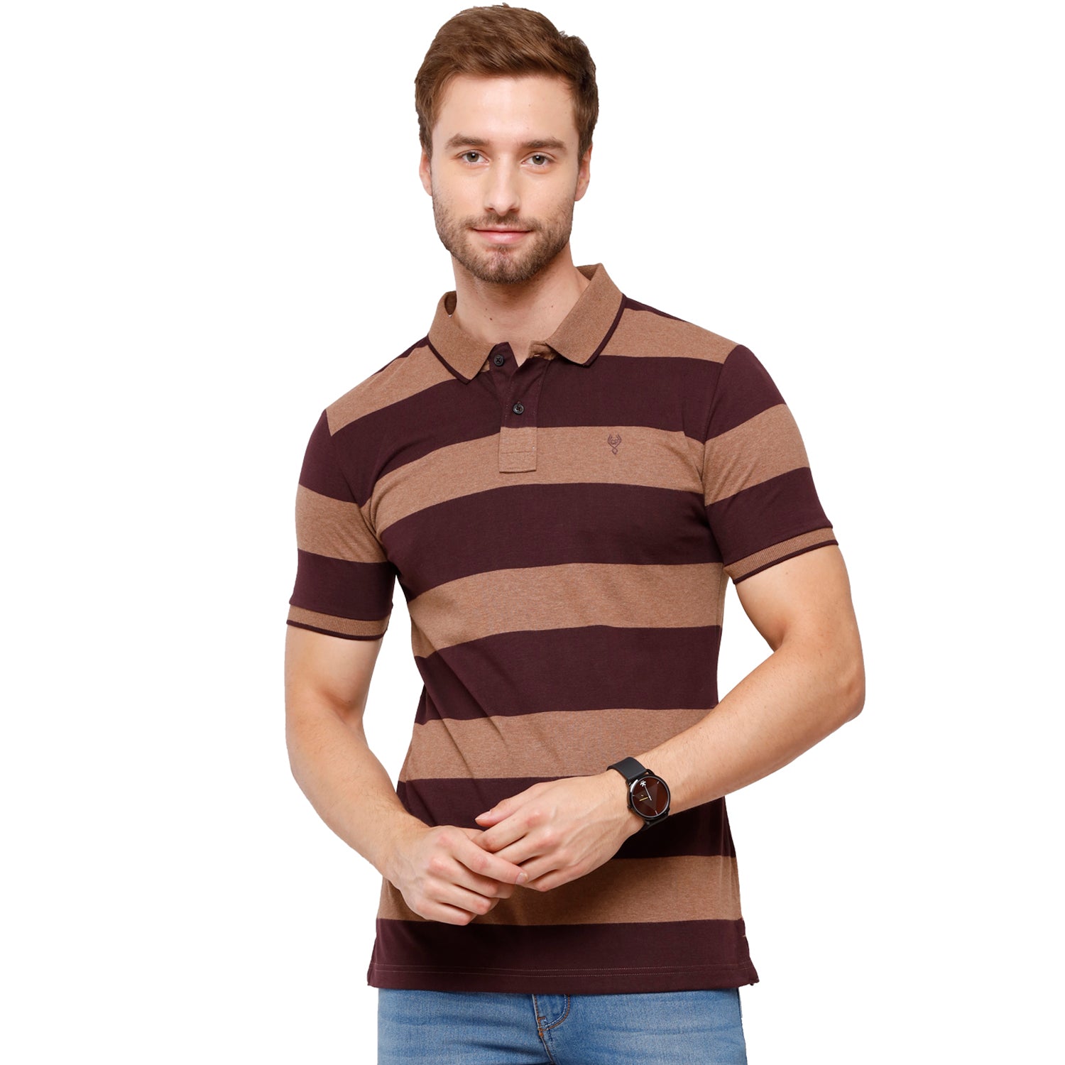 Classic Polo Mens Stripped Half Sleeve Slim Fit Polo Neck T-Shirt (CPEG - 275 A SF P) Classic Polo 