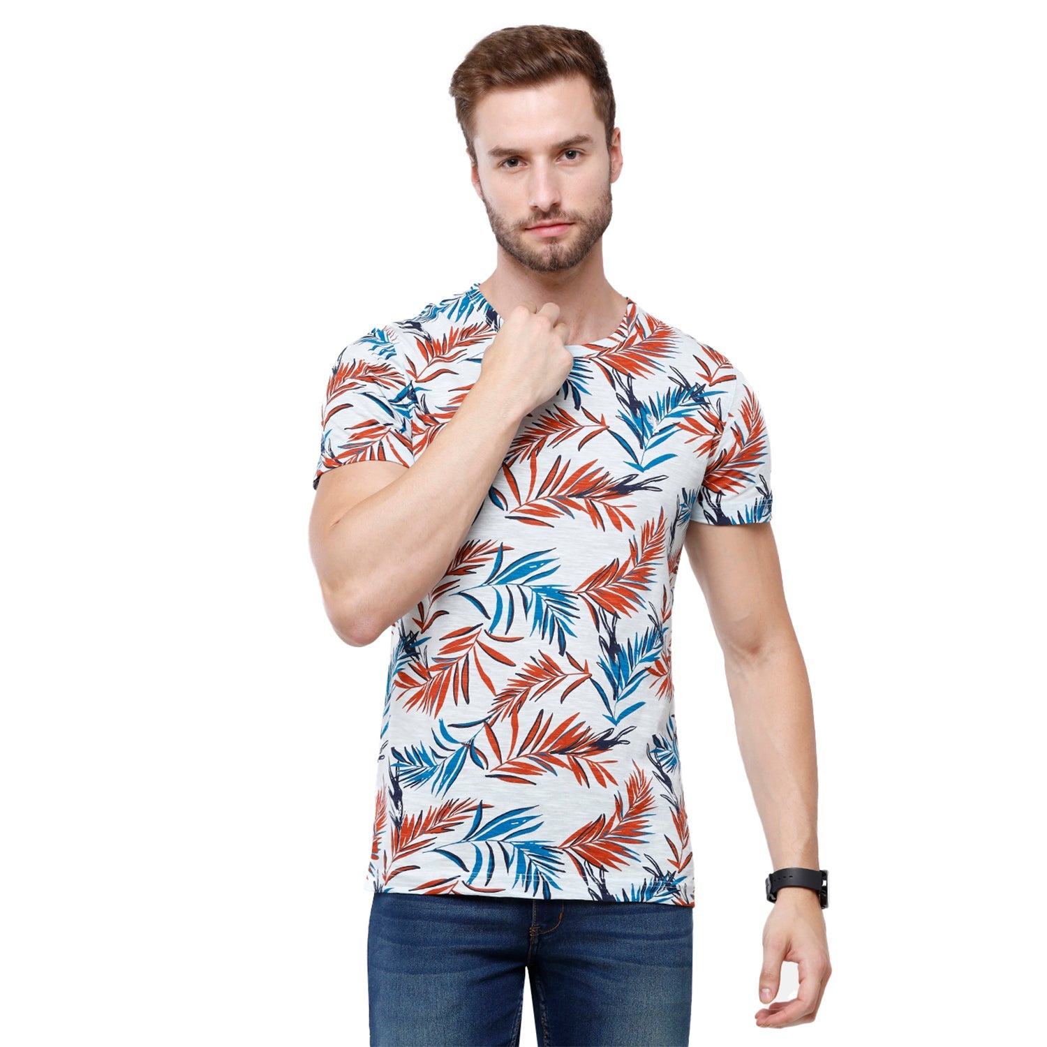 Swiss Club Mens Multi Printed Slim Fit Half Sleeve Round Neck T-Shirt (CUB - 47 B SF C) T-shirt Swiss Club 