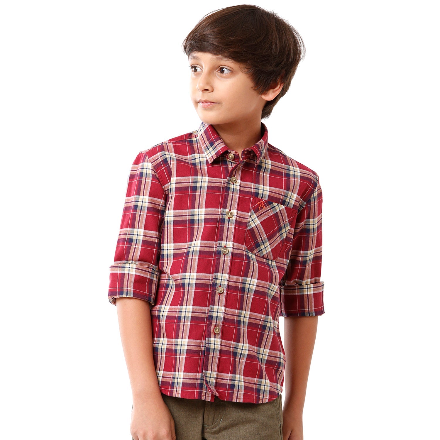 Classic Polo Bro Boys Checked Full Sleeve Slim Fit Desire Red Color Shirt - BBSH S2 26 A Shirts Classic Polo 