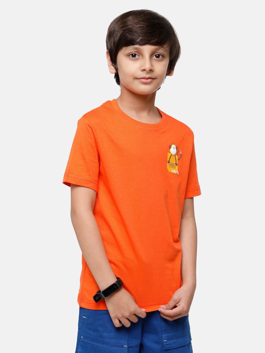 CP Boys Orange Printed Slim Fit Round Neck T-Shirt T-shirt Classic Polo 