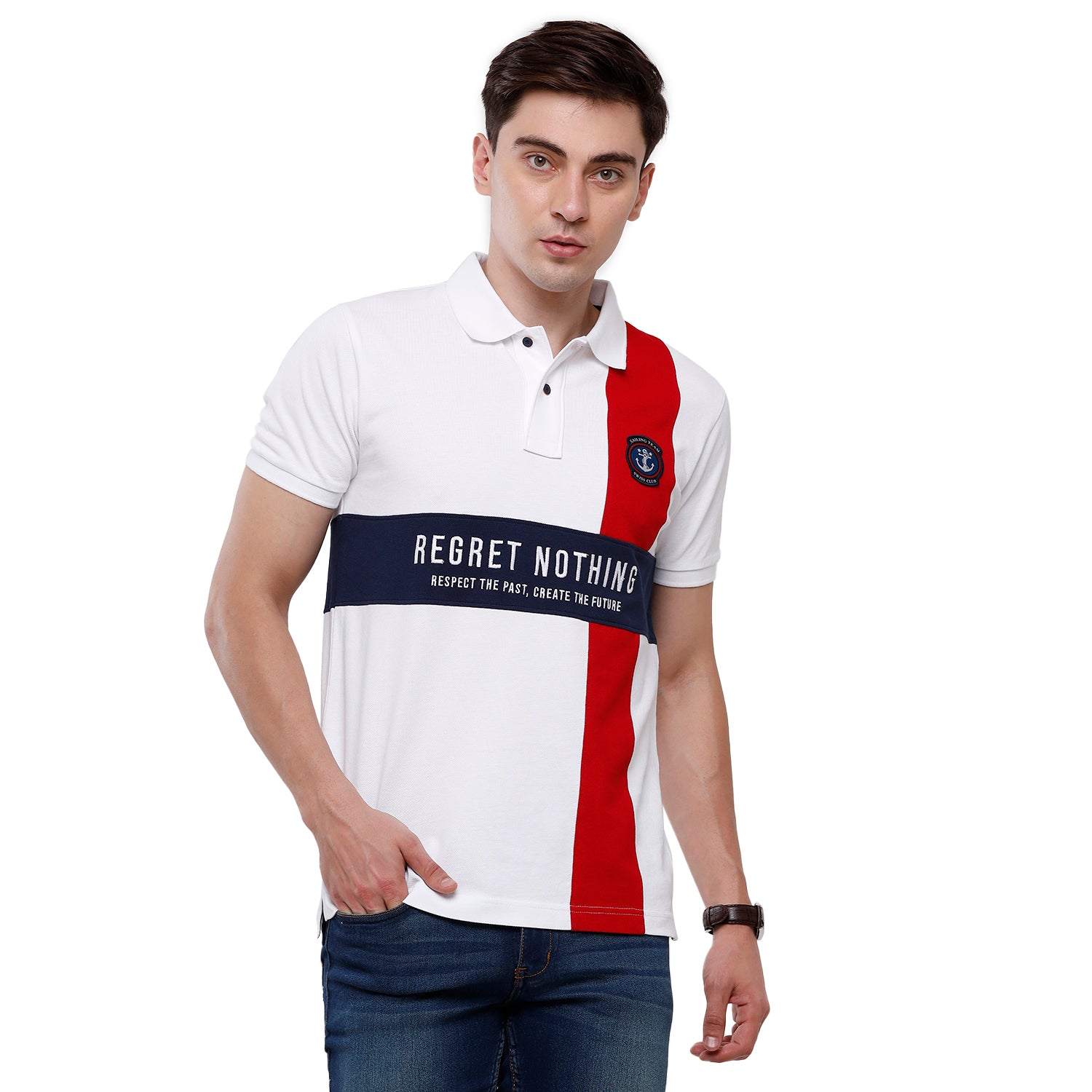 Swiss Club Mens Color Block Half Sleeve Slim Fit T-Shirt (STAG - 201 A SF P) T-shirt Swiss Club 