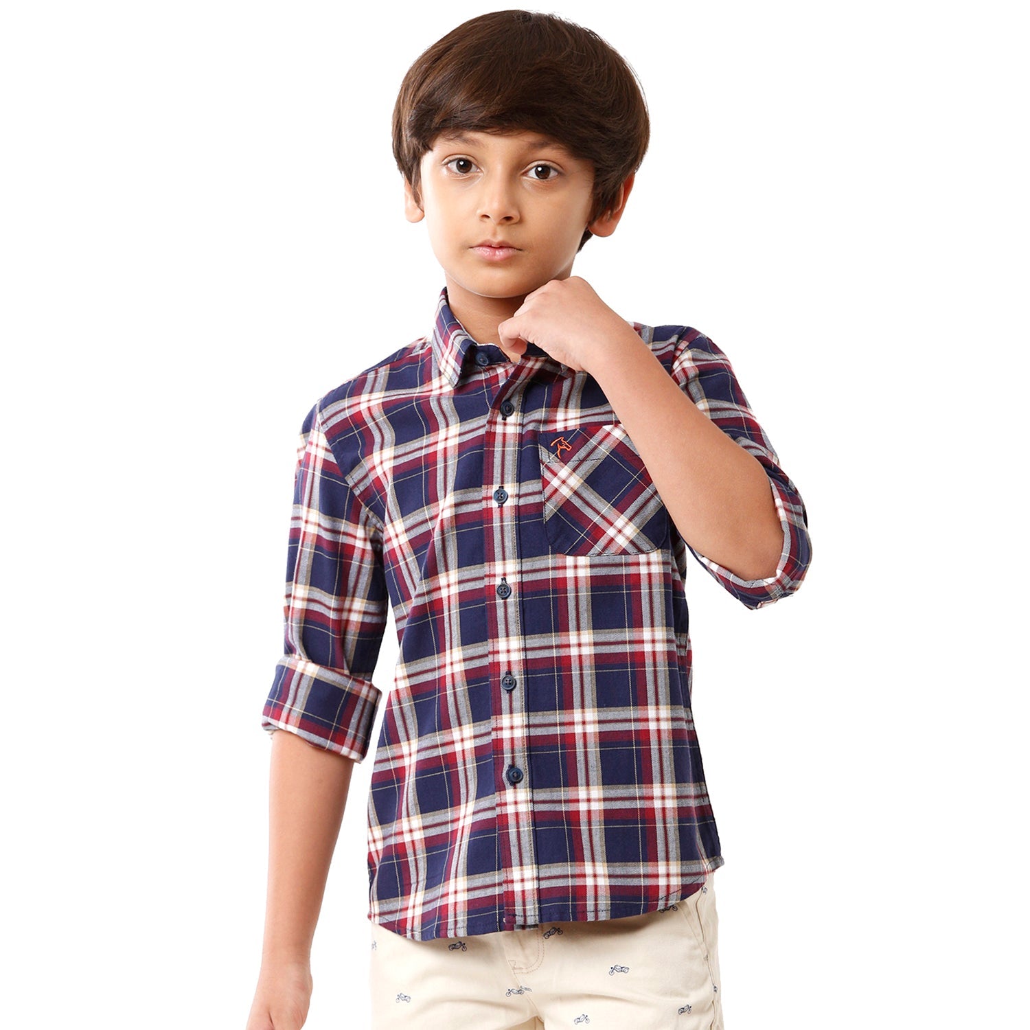 Classic Polo Bro Boys Checked Full Sleeve Slim Fit Blue Color Shirt - BBSH S2 26 B Shirts Classic Polo 