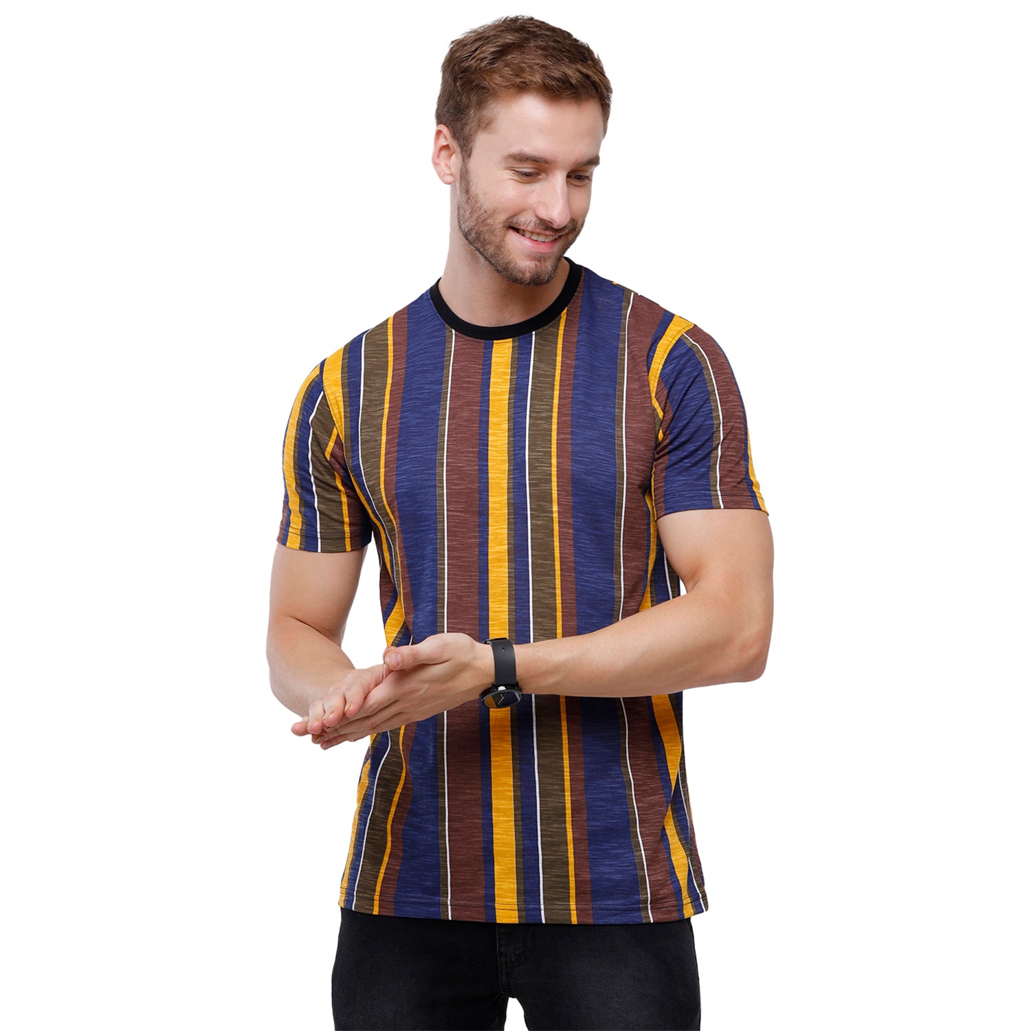 Swiss Club Mens Multi Printed Slim Fit Half Sleeve Round Neck T-Shirt (CUB - 45 A SF C) T-shirt Swiss Club 