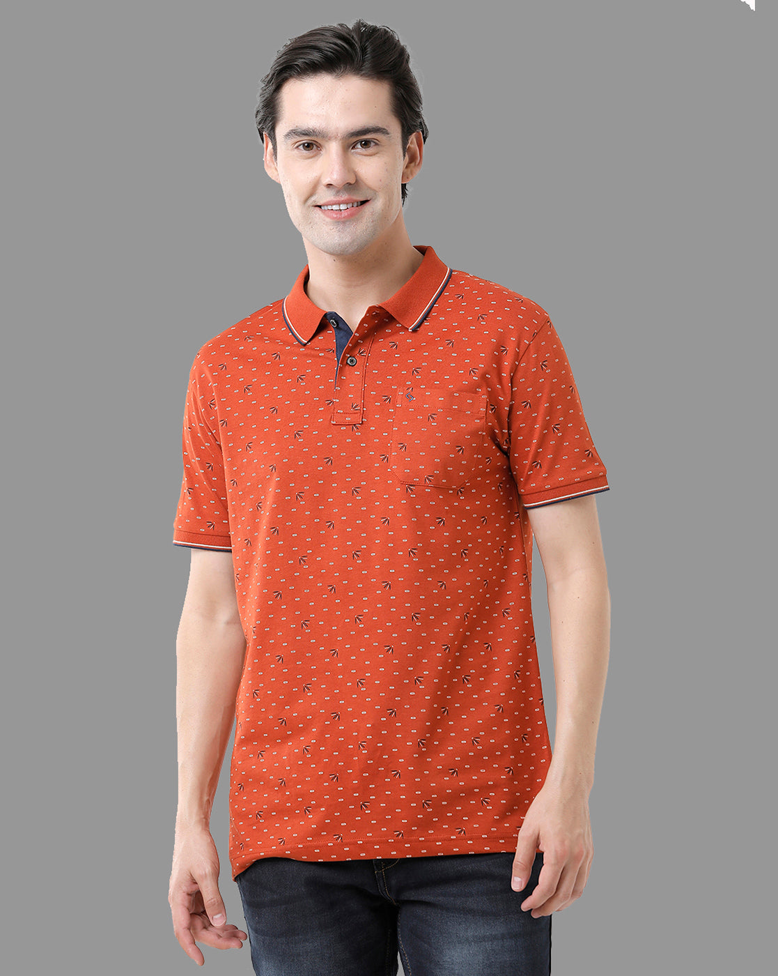 Classic Polo Mens Cotton Half Sleeve Printed Slim Fit Polo Neck Red Color T-Shirt | Bello - 180 A