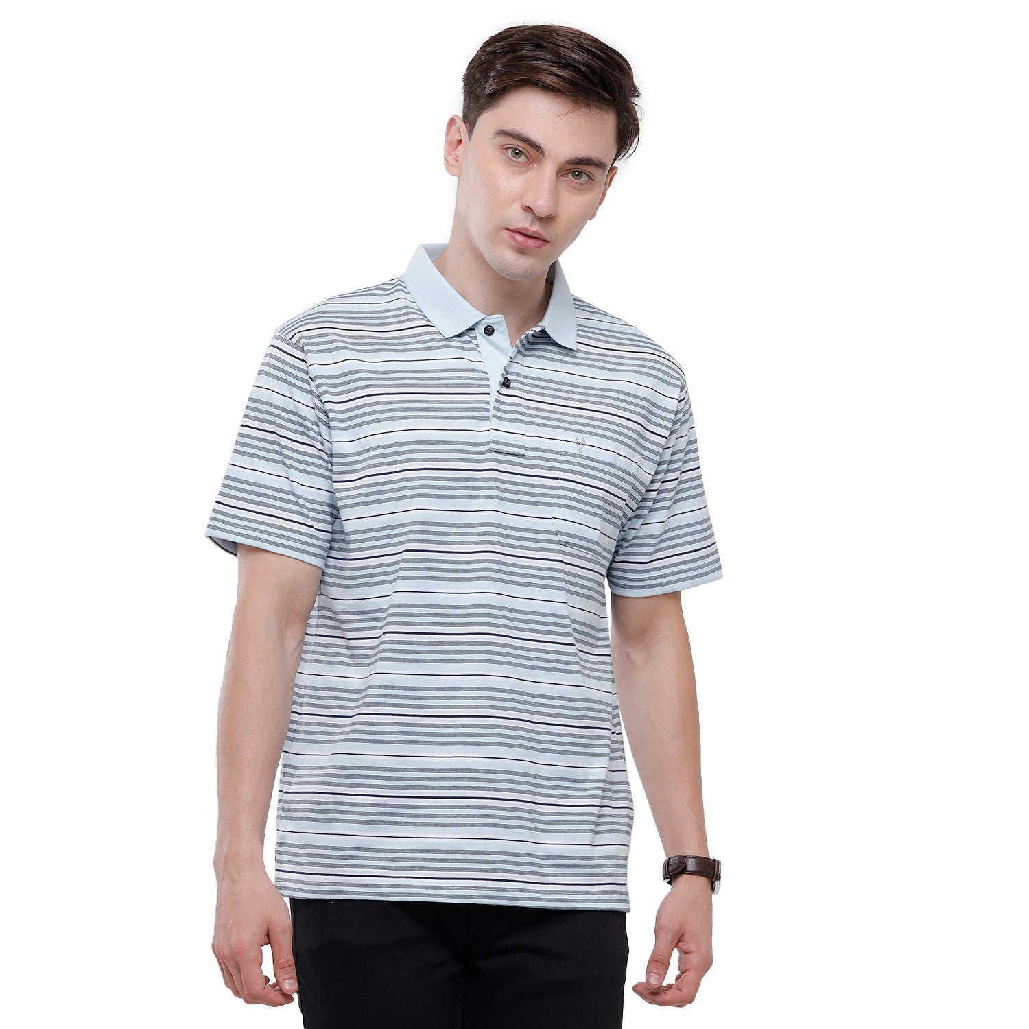 Classic Polo Mens Stripes Half Sleeve Authentic Fit T-Shirt (AVON - 473 A AF P) T-shirt Classic Polo 