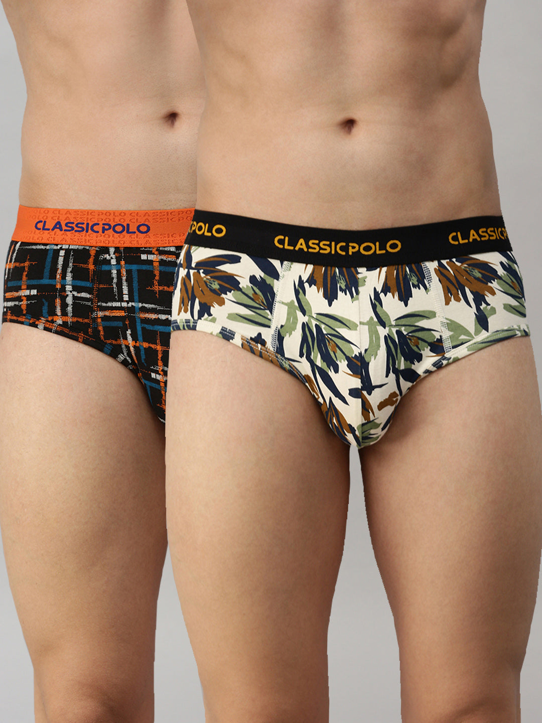 Classic Polo Men's Modal Printed Briefs | Scarce - Black & Yellow (Pack of 2)