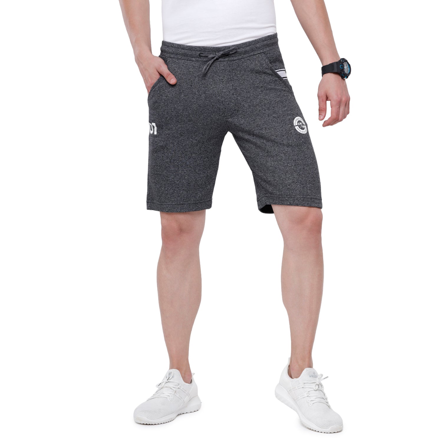 Classic Polo Men's Black Melange Printed Slim Fit Comfy Shorts - Cielo - 01 A shorts Classic Polo 