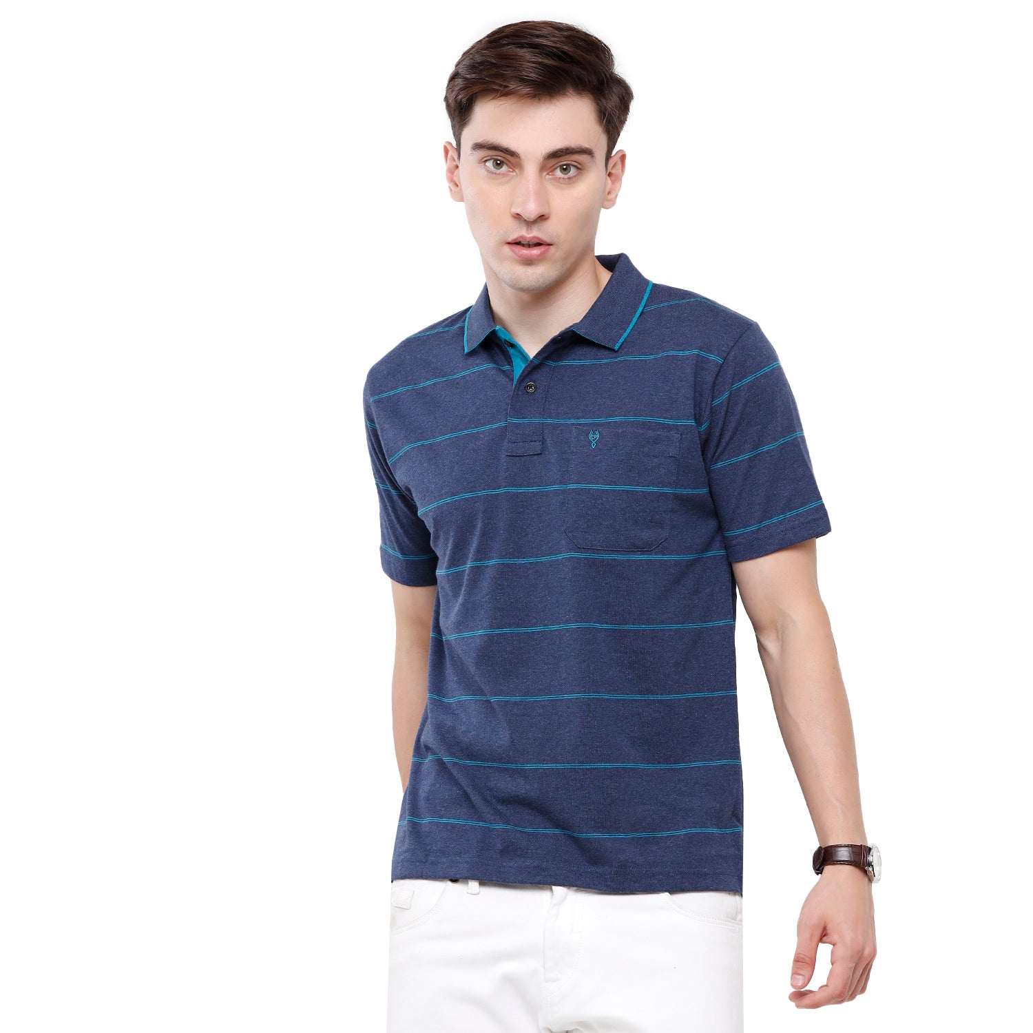 Classic Polo Mens Stripes Half Sleeve Authentic Fit T-Shirt (MEL - 202 A AF P) T-shirt Classic Polo 