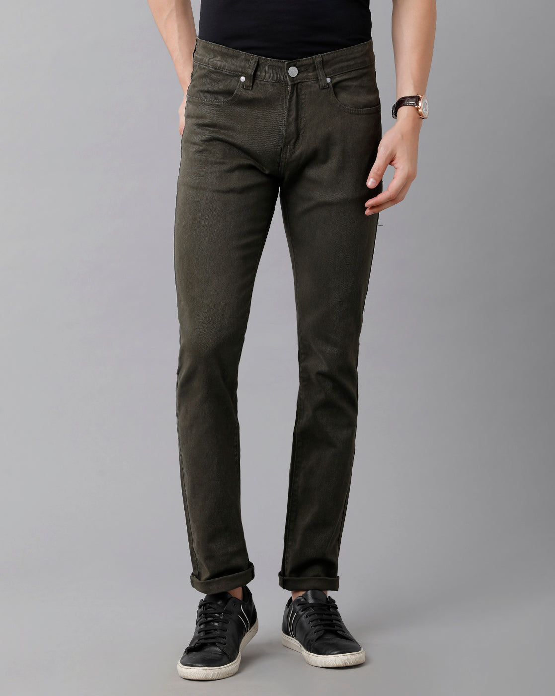 Classic Polo Men's Cotton Solid Slim Fit Green Color Denim | Cpodn2-01 E