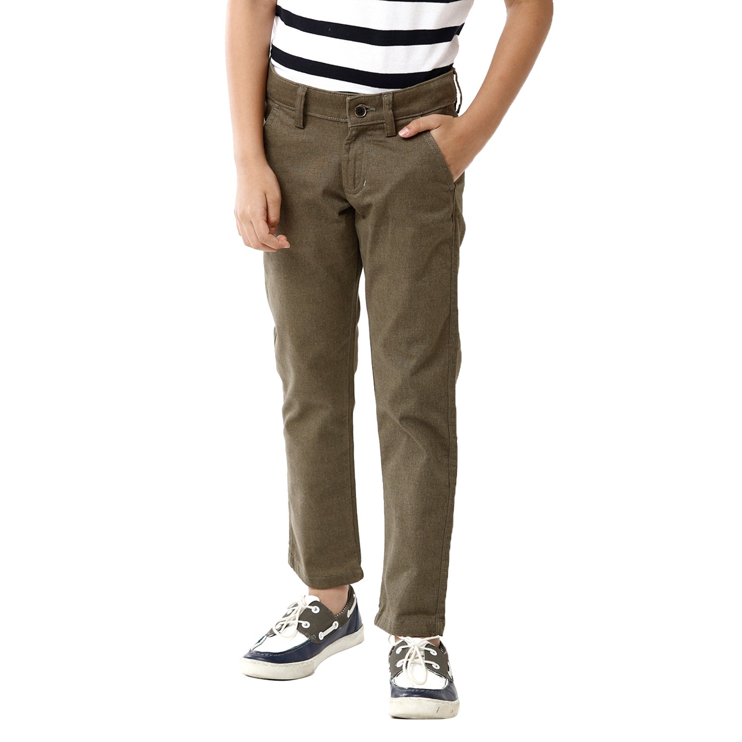 Classic Polo Bro Boys Cotton Solid Slim Fit Dark Green Color Trouser - BBTR S2 01 B Pants Classic Polo 