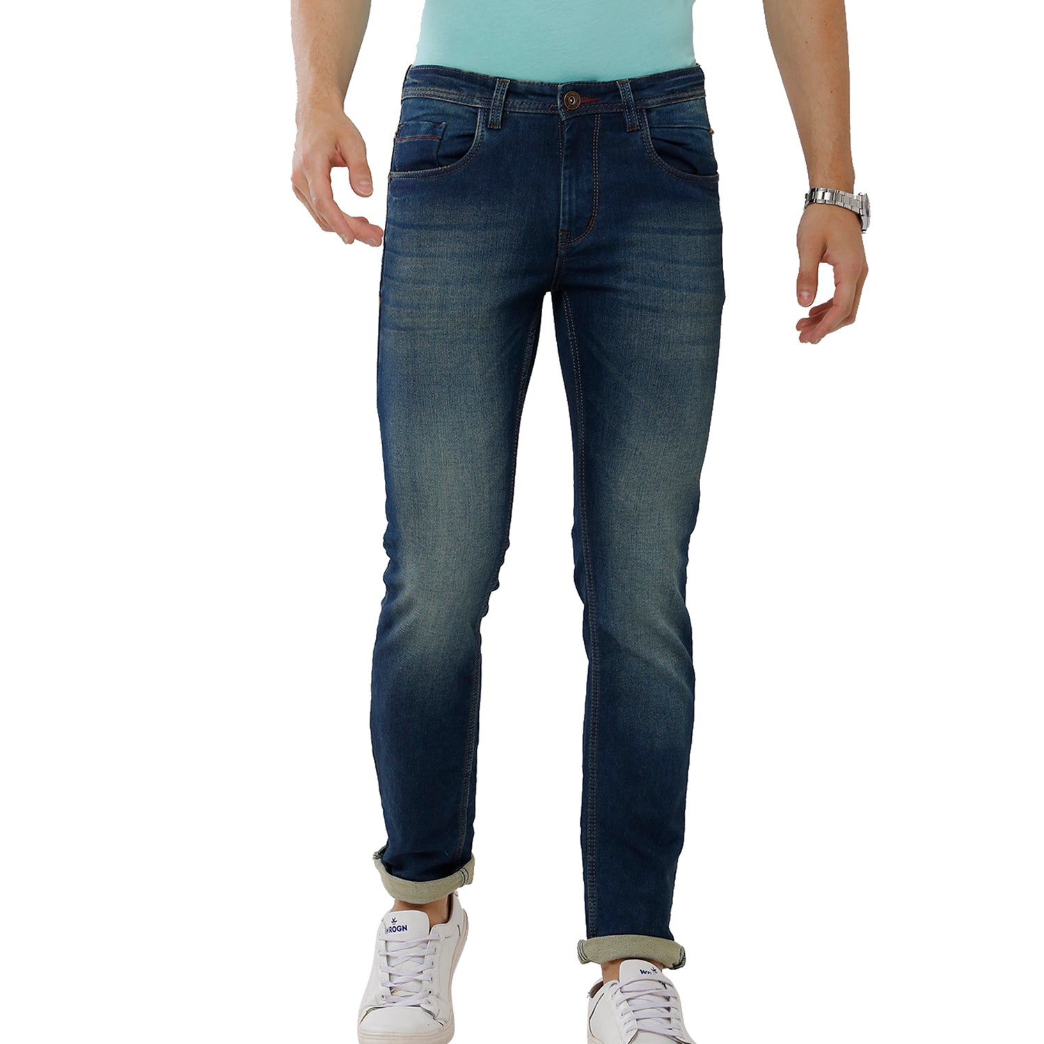 Classic Polo Bro Mens 100% Cotton Solid Slim Fit Ice Blue Color Denim  (BDN1-11 A-ICB-SK-LY) - Classic Polo
