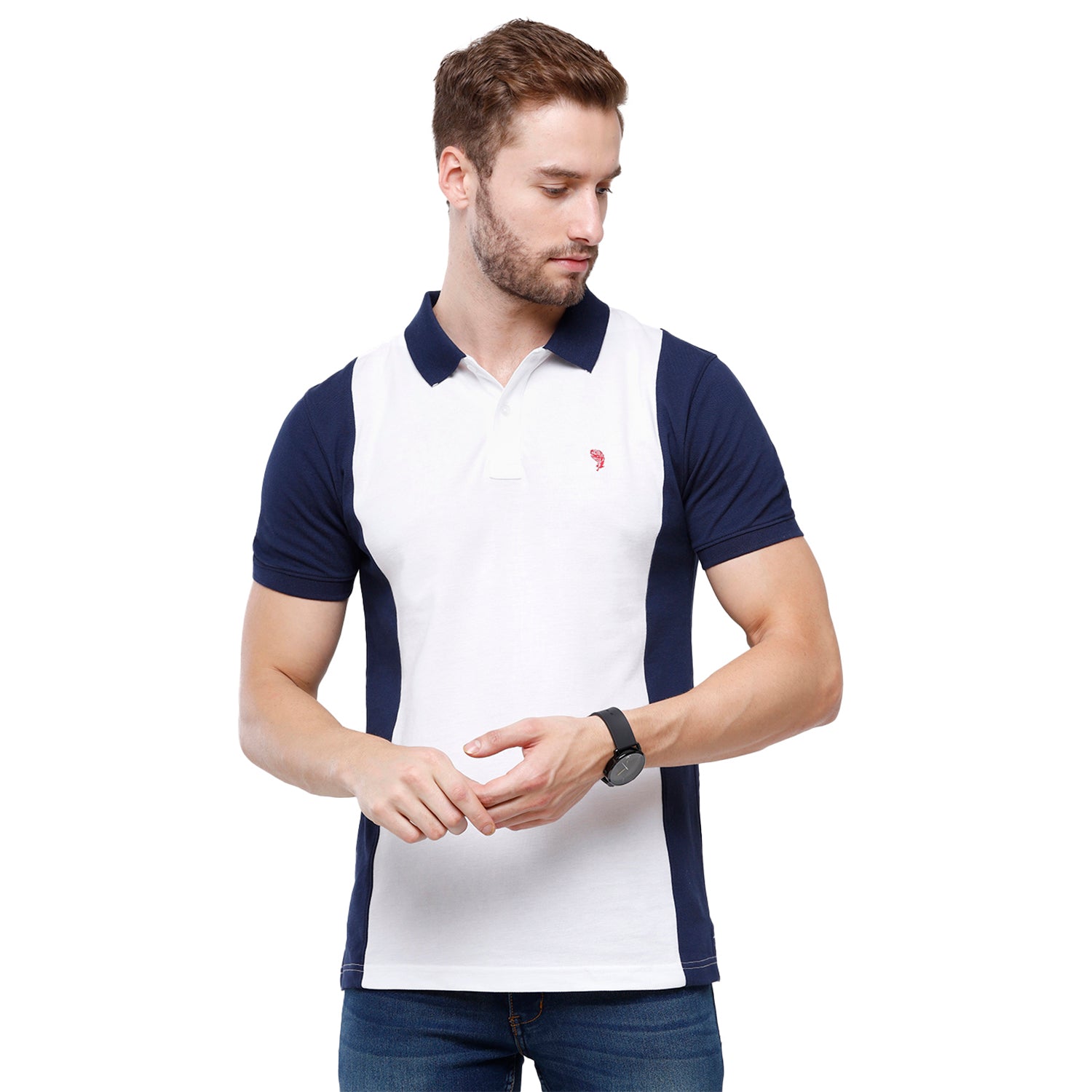 Swiss Club Mens Color Block Slim Fit Half Sleeve Polo Neck T-Shirt (STAG - 210 A SF P) T-shirt Swiss Club 